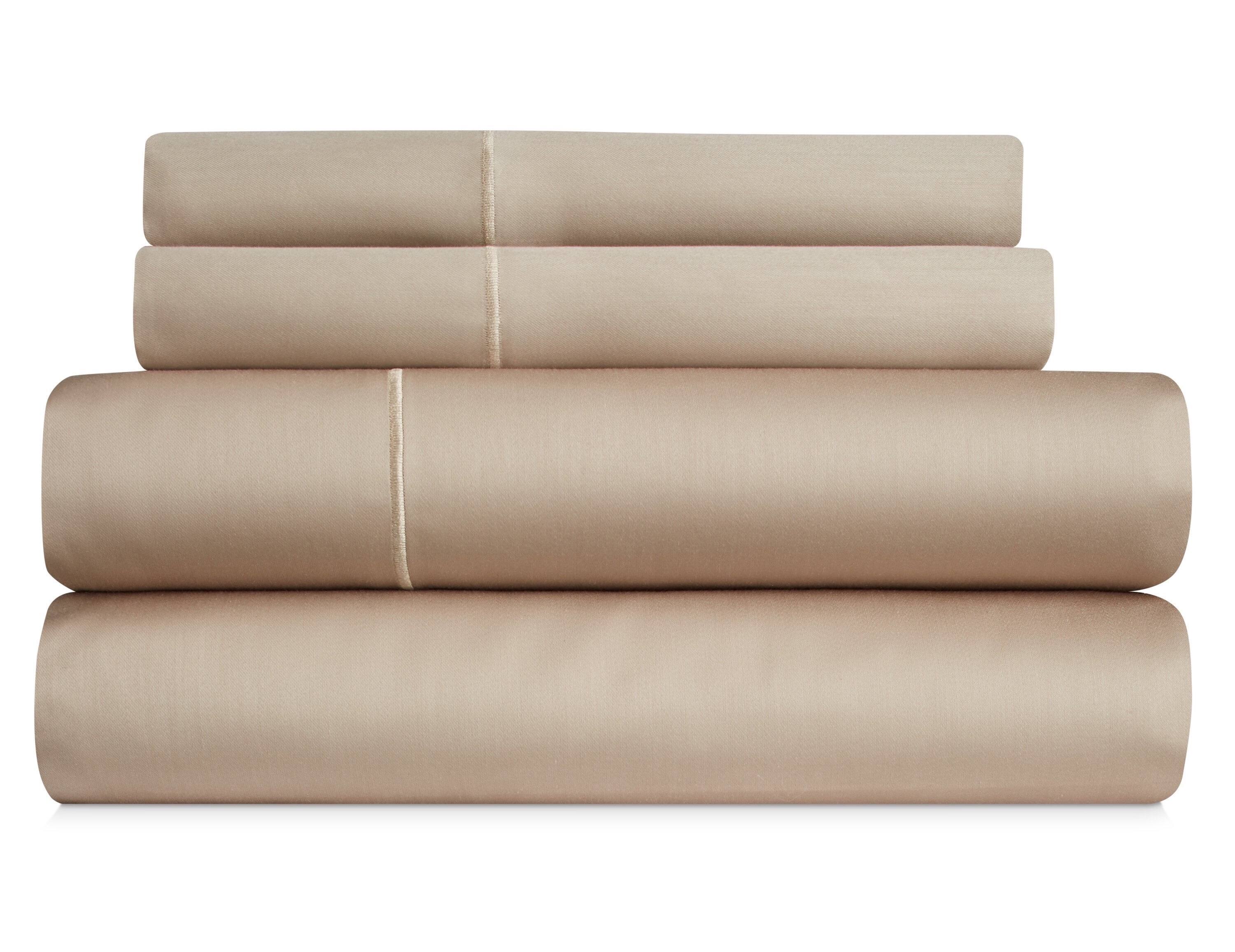 Angle. Bibb Home - Bibb Home 1000TC Egyptian Cotton Rich 4-Piece Sheet Set - Taupe.