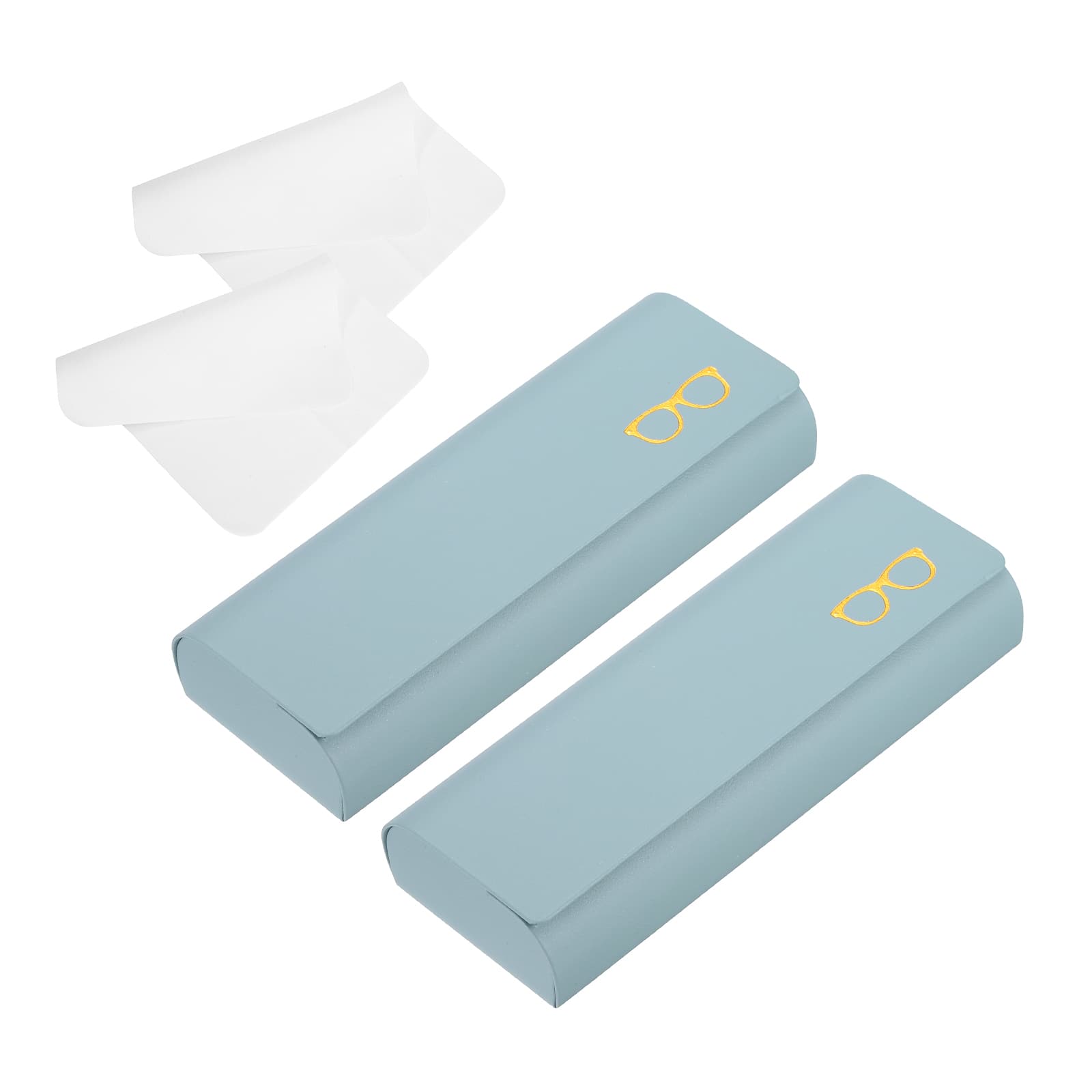 Unique Bargains - 2pcs Hard Shell Eyeglasses Case Leather with Cloth Lightweight PU for Sunglasses - Light Blue price history on PriceWatchPro