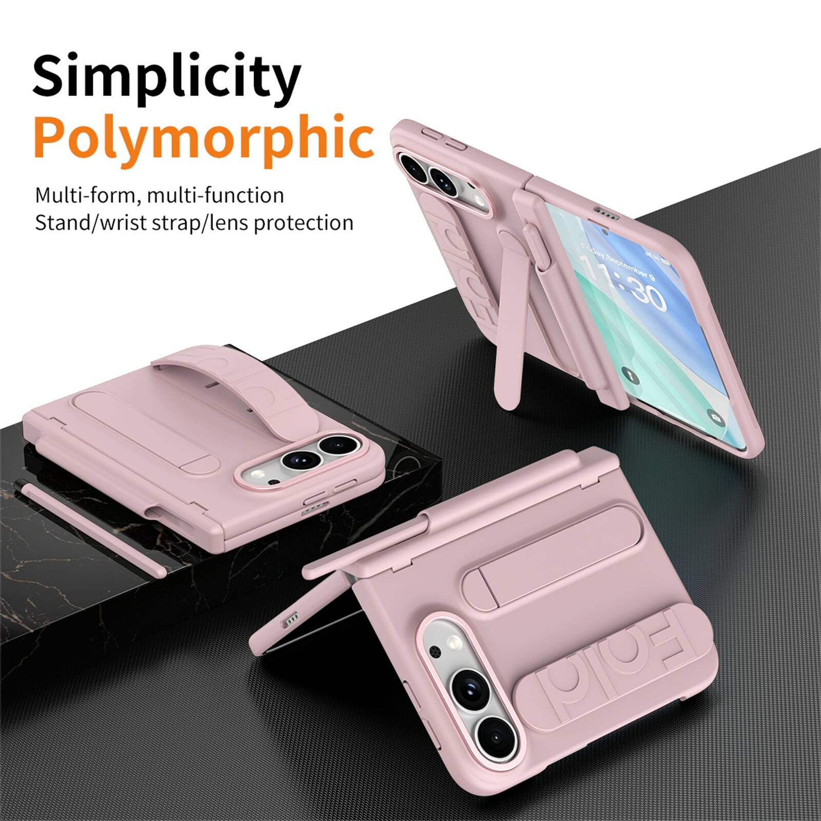 Simplicity Polymorphic  
Multi-form, multi-function  
Stand/wrist strap/lens protection  

11:30 September 8