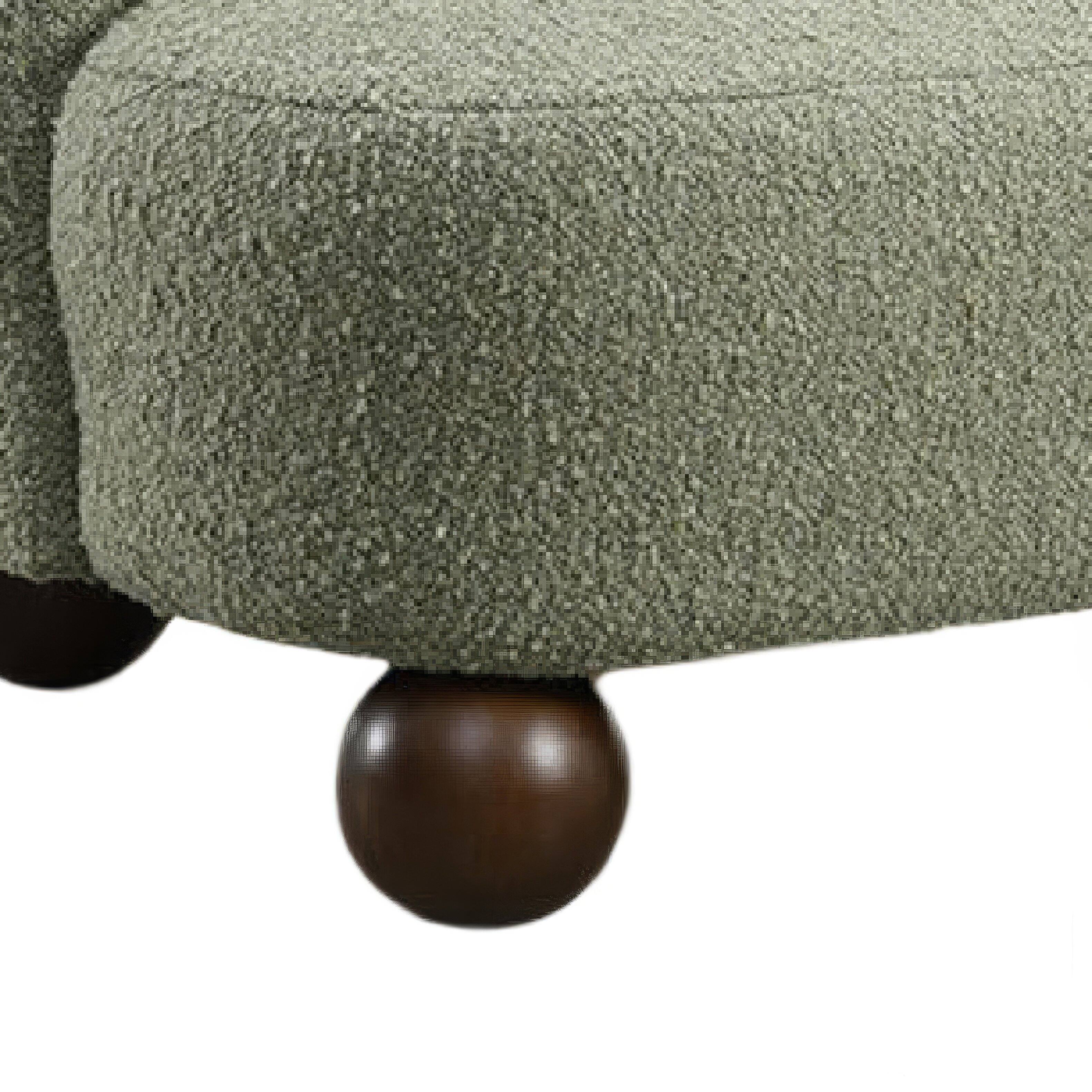 Alt View 2. Manhattan Lane - Dave Armless Accent Chair with Wooden Ball Feet,  Boucle Fabric - Green, Dark Brown.