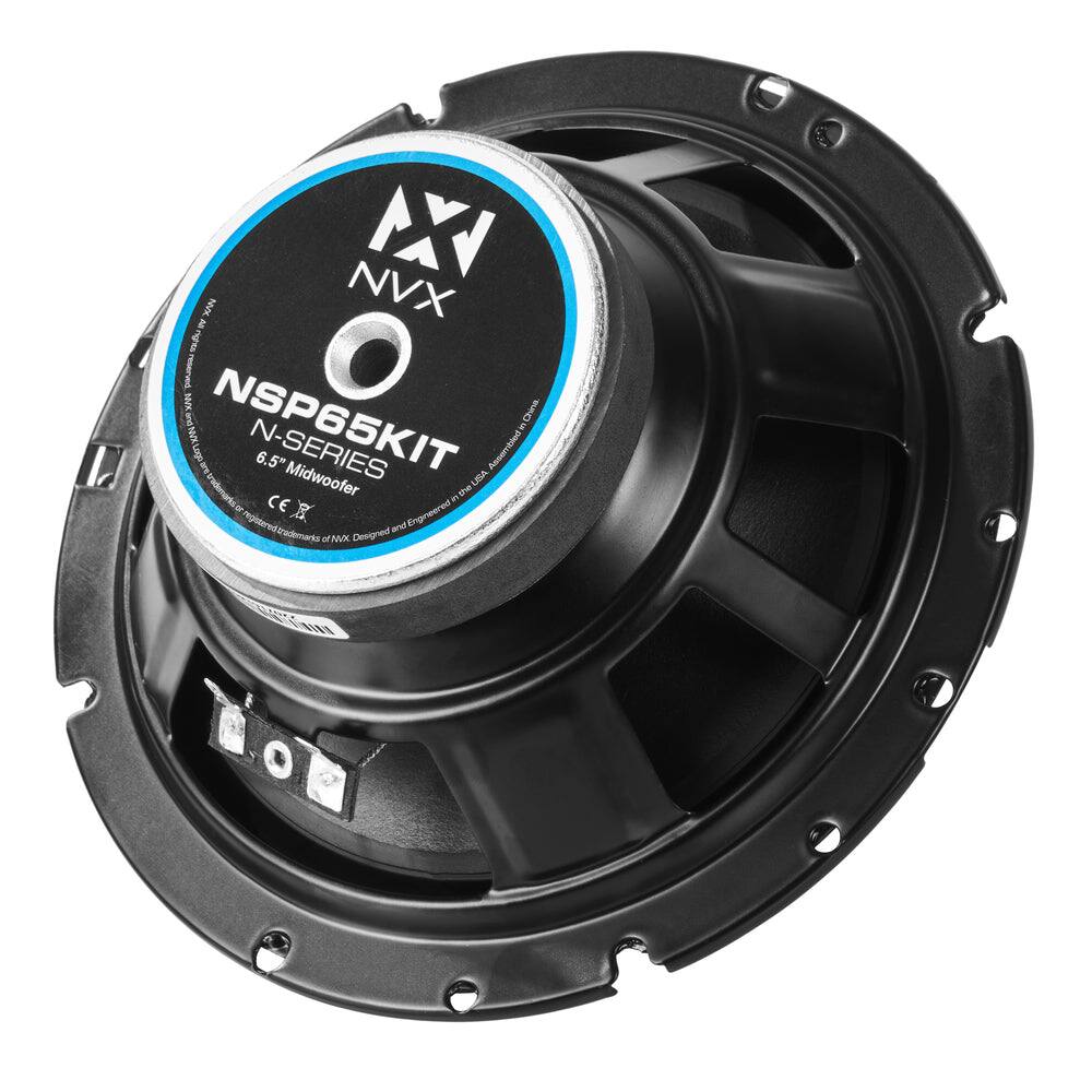 NVX X NVX Adi rights O reserved. NVX and NSP65KIT WT NVX Logo N-SERIES 6.5" Assembled Midwoofer the USA CE t to Engineered registered crademarks of MX Designed and