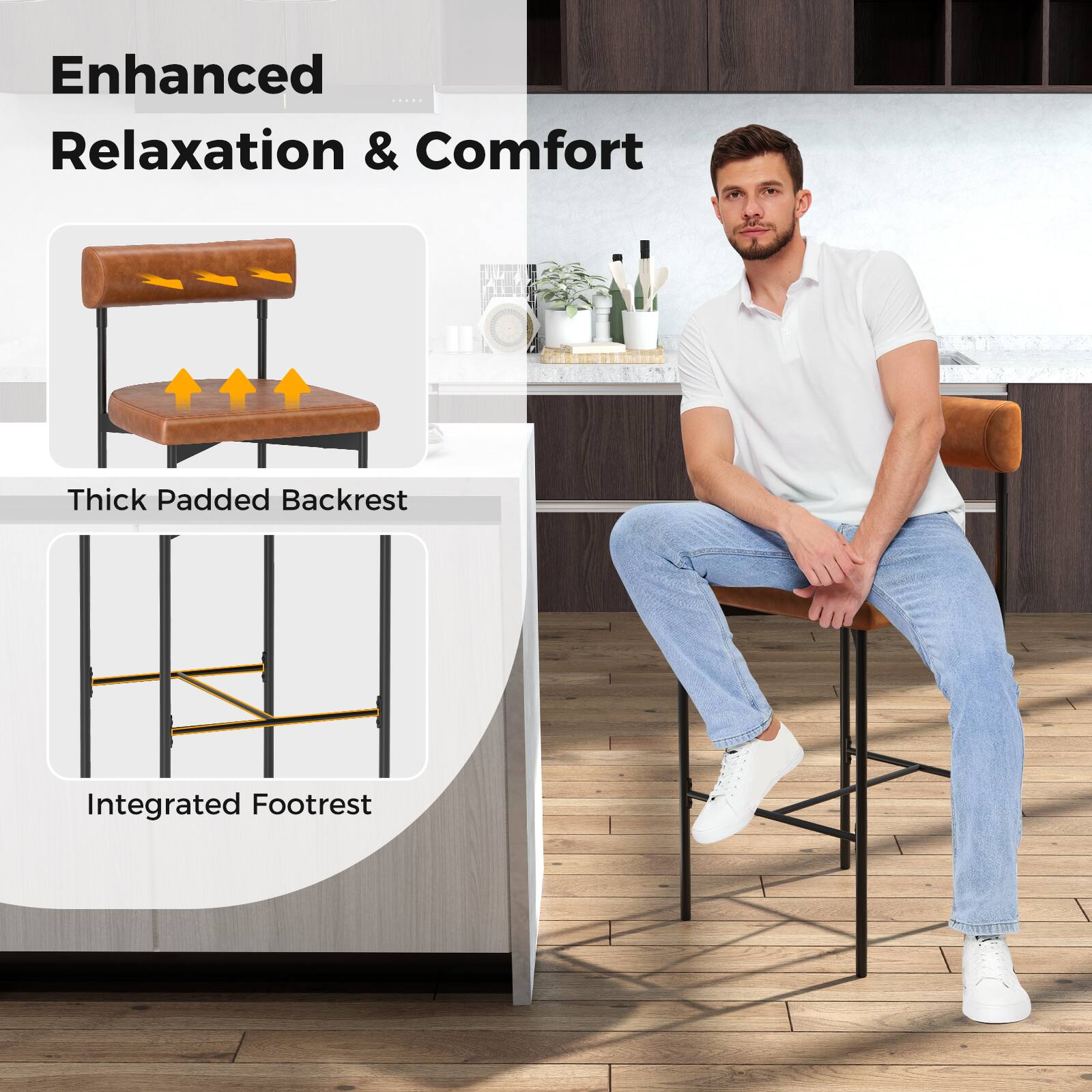 Enhanced Relaxation & Comfort

Thick Padded Backrest

Integrated Footrest