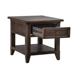 Liberty Furniture Industries - Rectangular End Table Traditional - Storage Drawer - Oak Wood - Saddle Brown