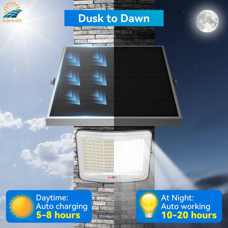 Adewalk Dusk to Dawn

Daytime: Auto charging 5-8 hours

At Night: Auto working 10-20 hours