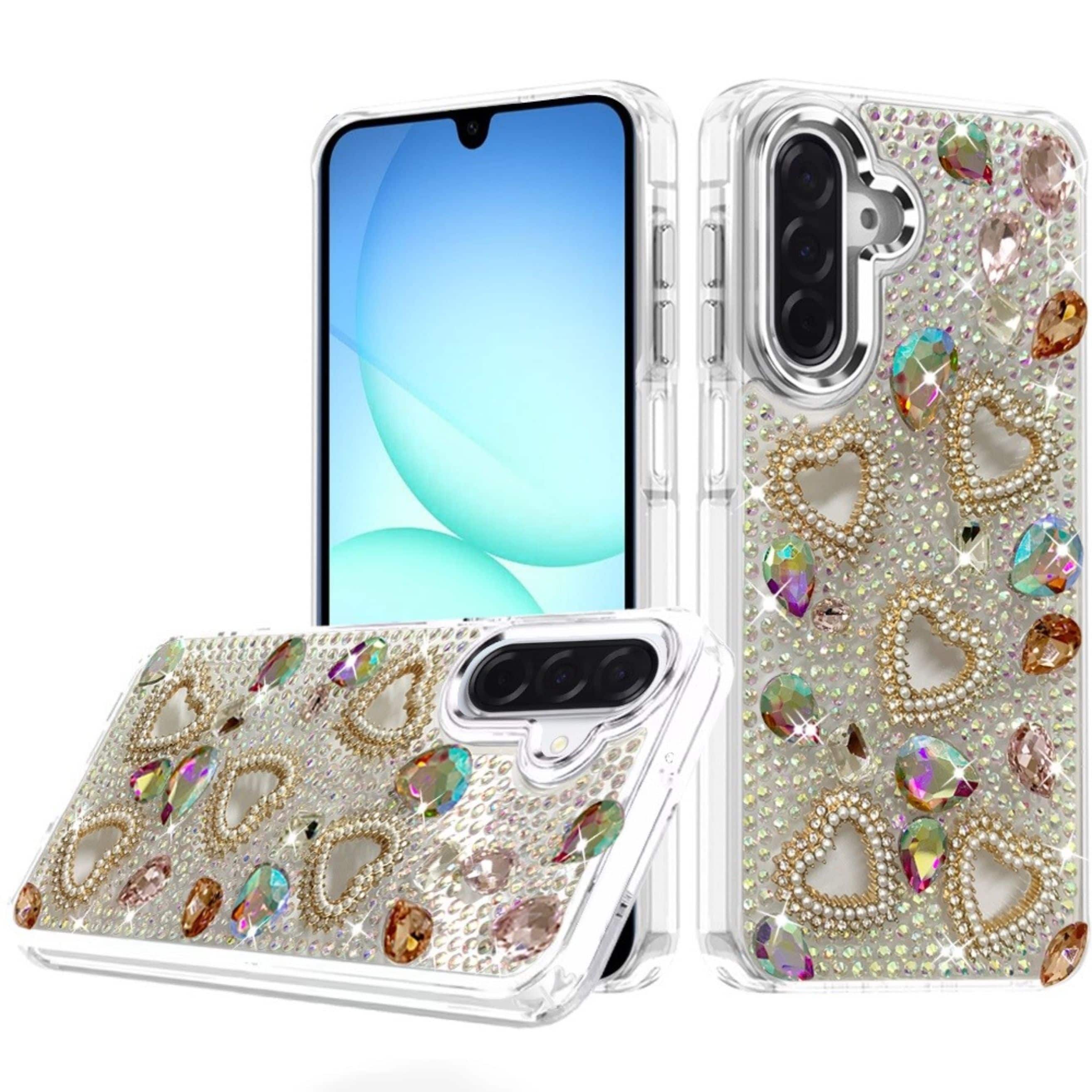 Kitcheniva - Hearts 3D Jewel Phone Case With Tempered Glass For Samsung Galaxy A17 5G - Multicolor price history on PriceWatchPro