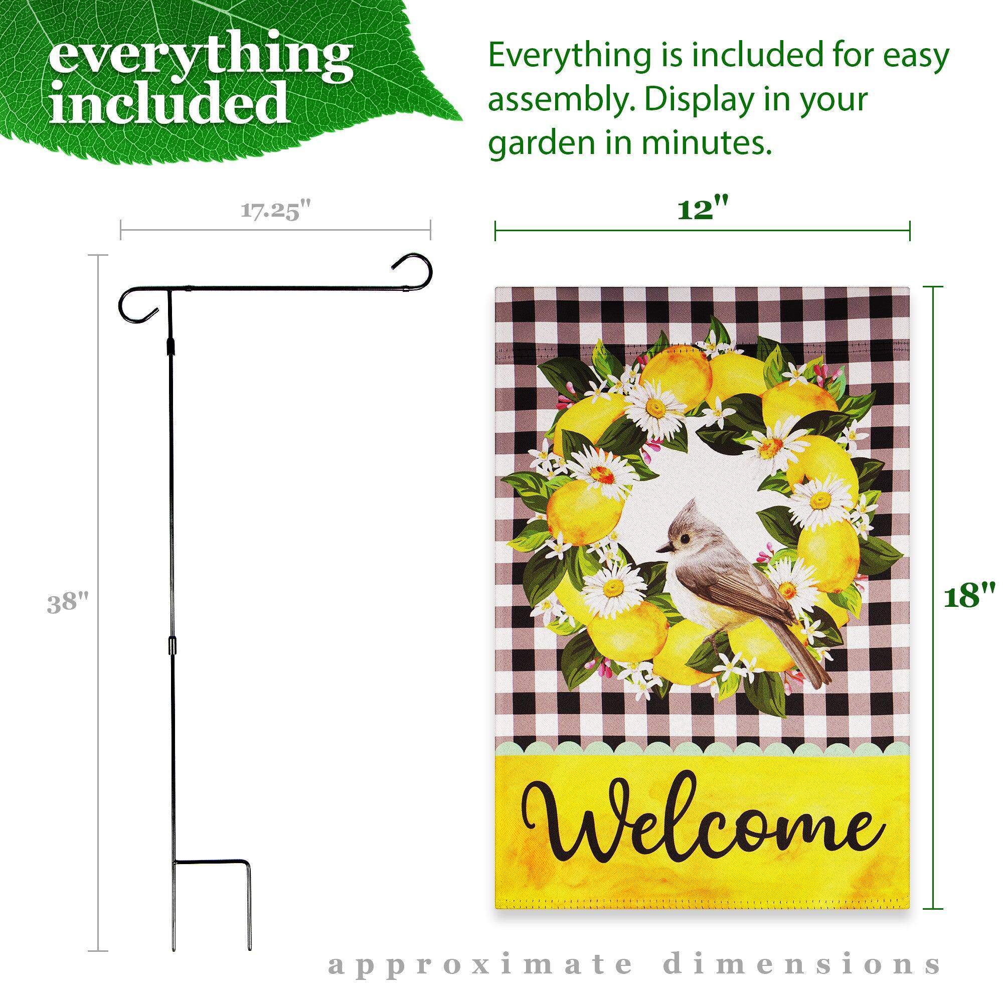 Everything is included for easy assembly. Display in your garden in minutes.

17.25" 12" 38" 18" Welcome

approximate dimensions
