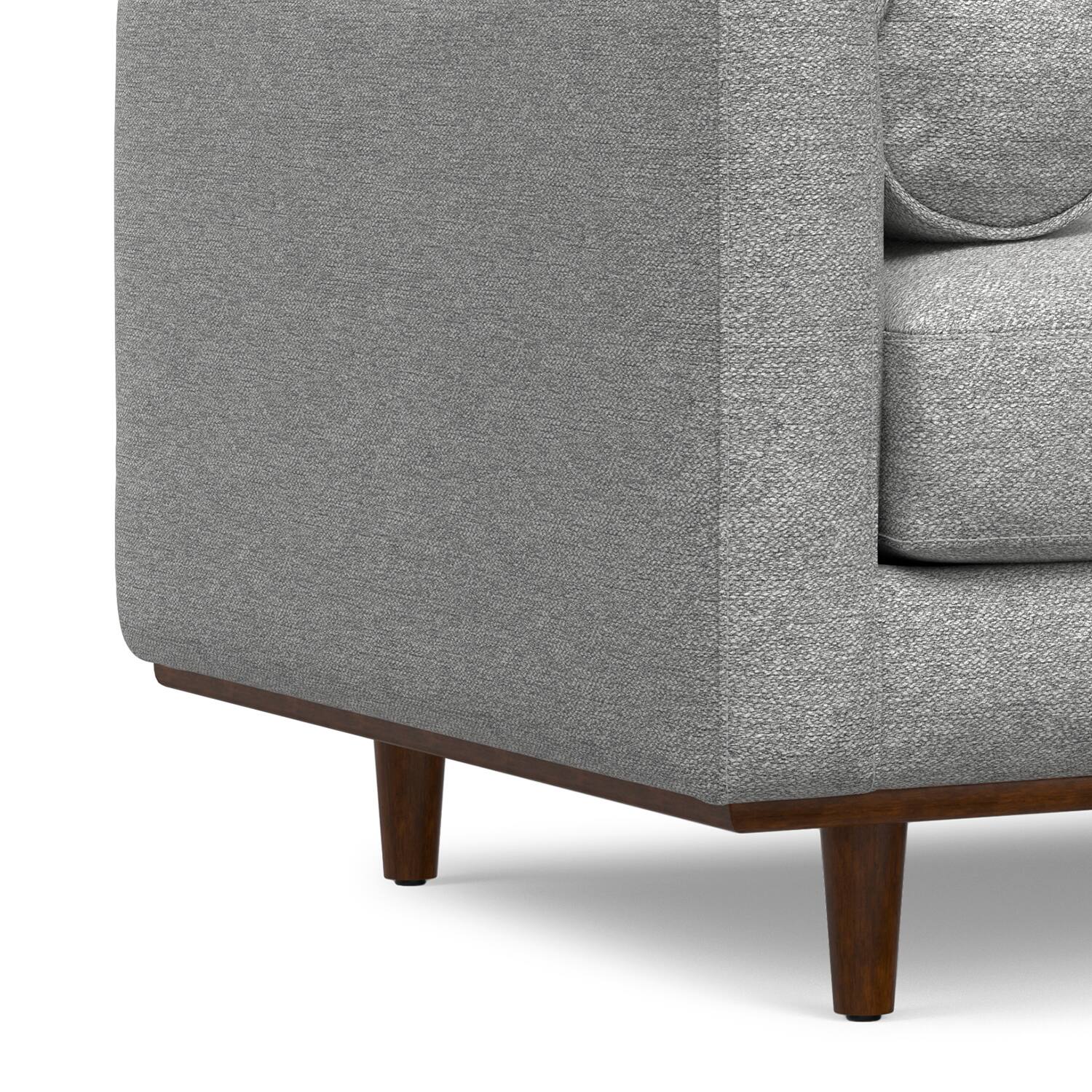 Alt View 6. Simpli Home - Morrison 42 inch Wide Mid-Century Modern Arm Chair in Mist Grey Performance Fabric - Mist Grey.