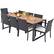 Alt View 7. Costway - 9 Pieces Patio Rattan Dining Set with Acacia Wood Table, 1.9" Umbrella Hole - Mix Brown + Off White.