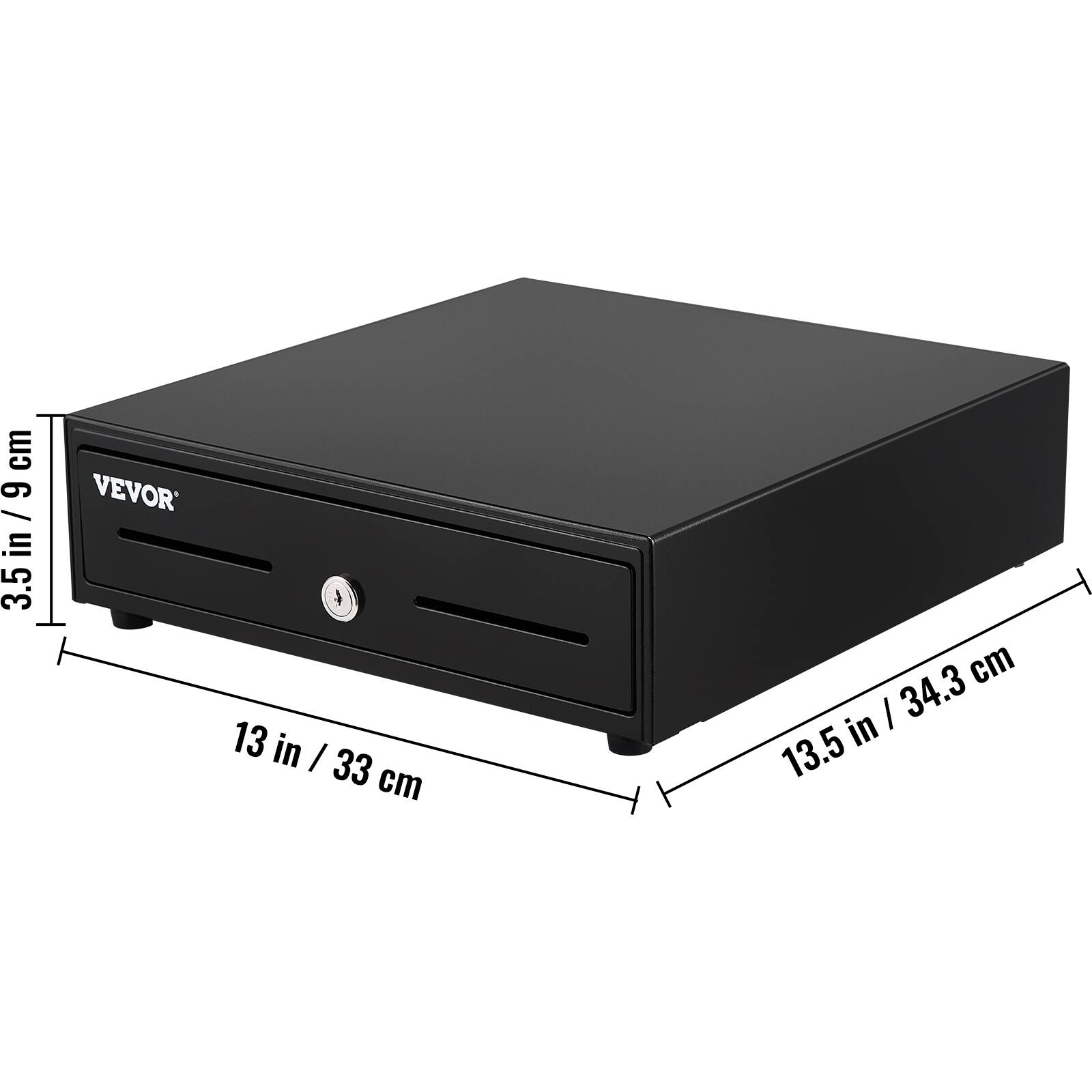 3.5 in / 9 cm  
13 in / 33 cm  
13.5 in / 34.3 cm