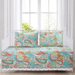 Hivvago - Floral 4 Piece Daybed Cover Set - Aqua Paisley