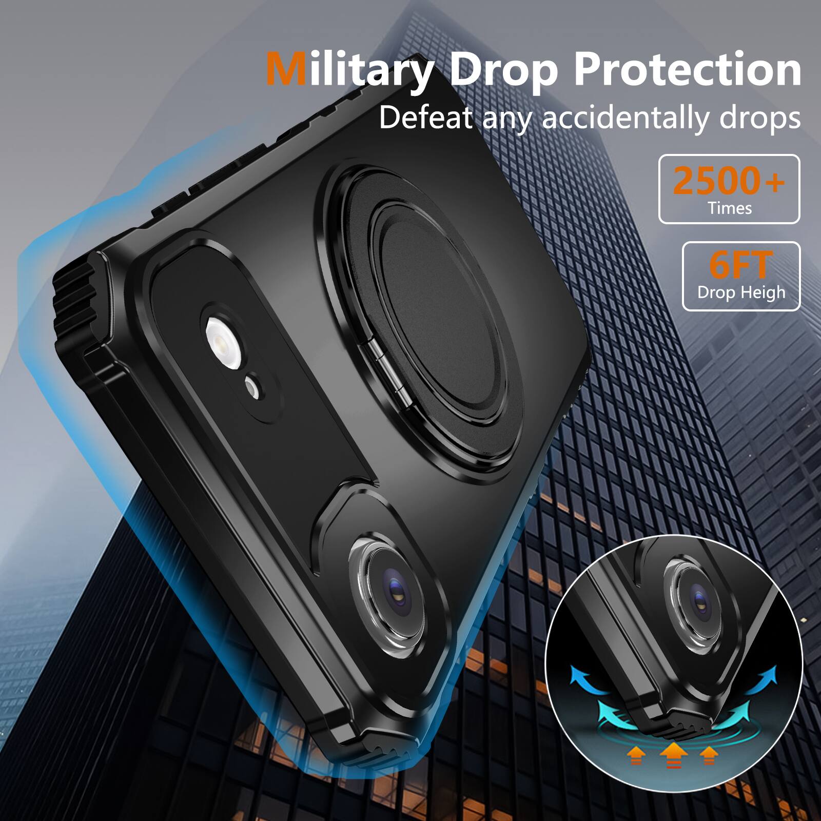 Military Drop Protection  
Defeat any accidentally drops  
2500+ Times  
6FT Drop Height