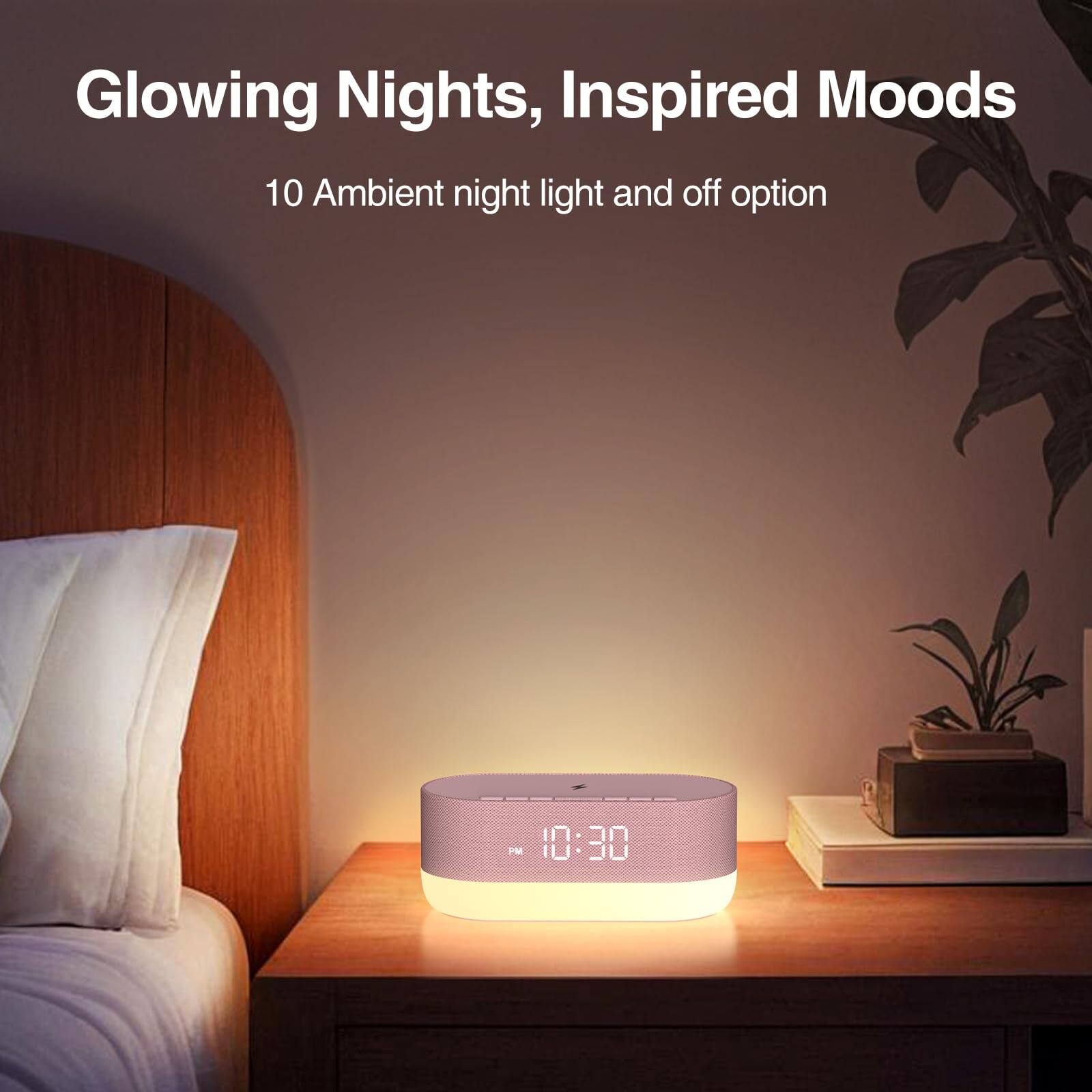 Glowing Nights, Inspired Moods  
10 Ambient night light and off option