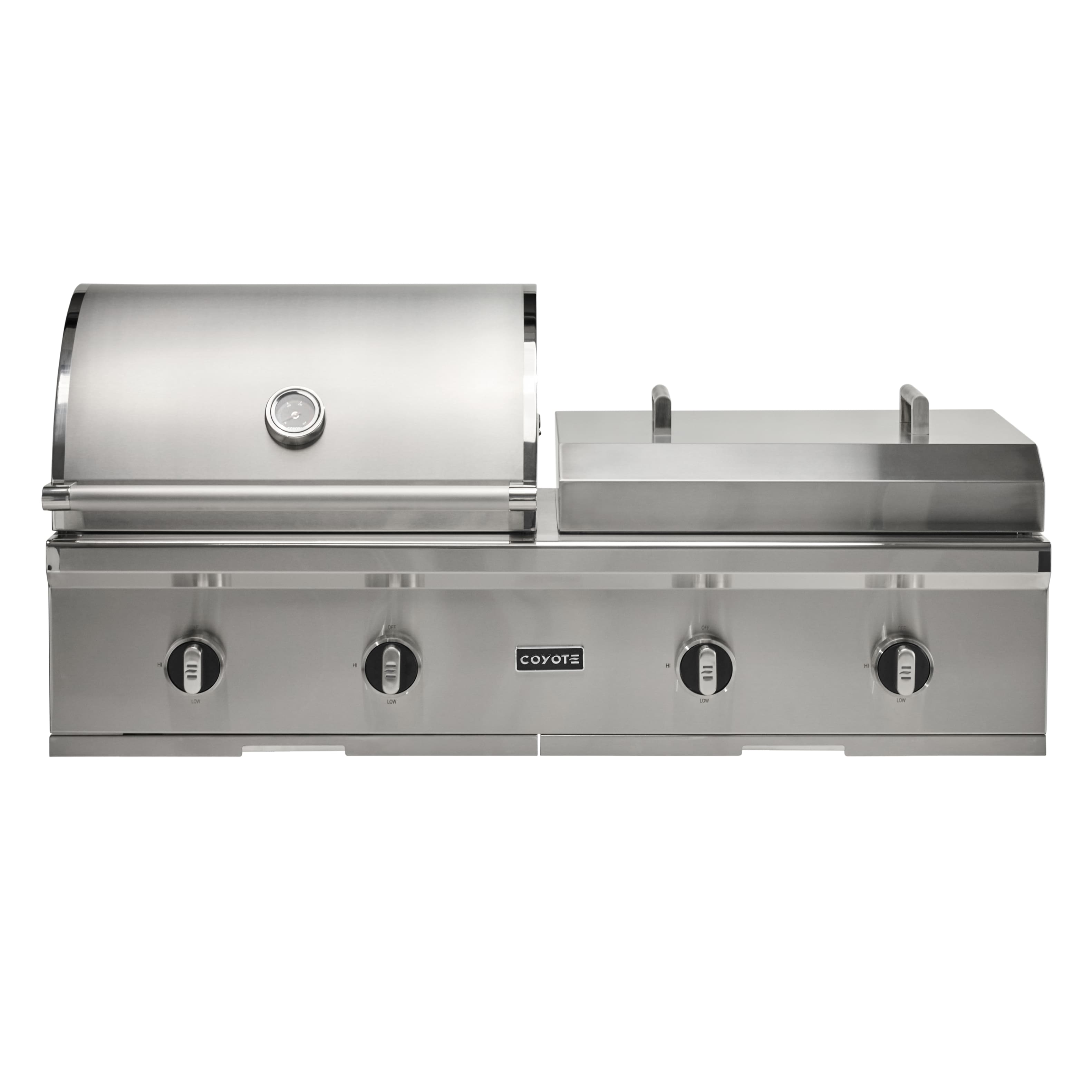 50" Coyote Outdoor Living Combination Natural Gas (NG) Grill and Flat Top Grill - Stainless Steel - Front_Zoom