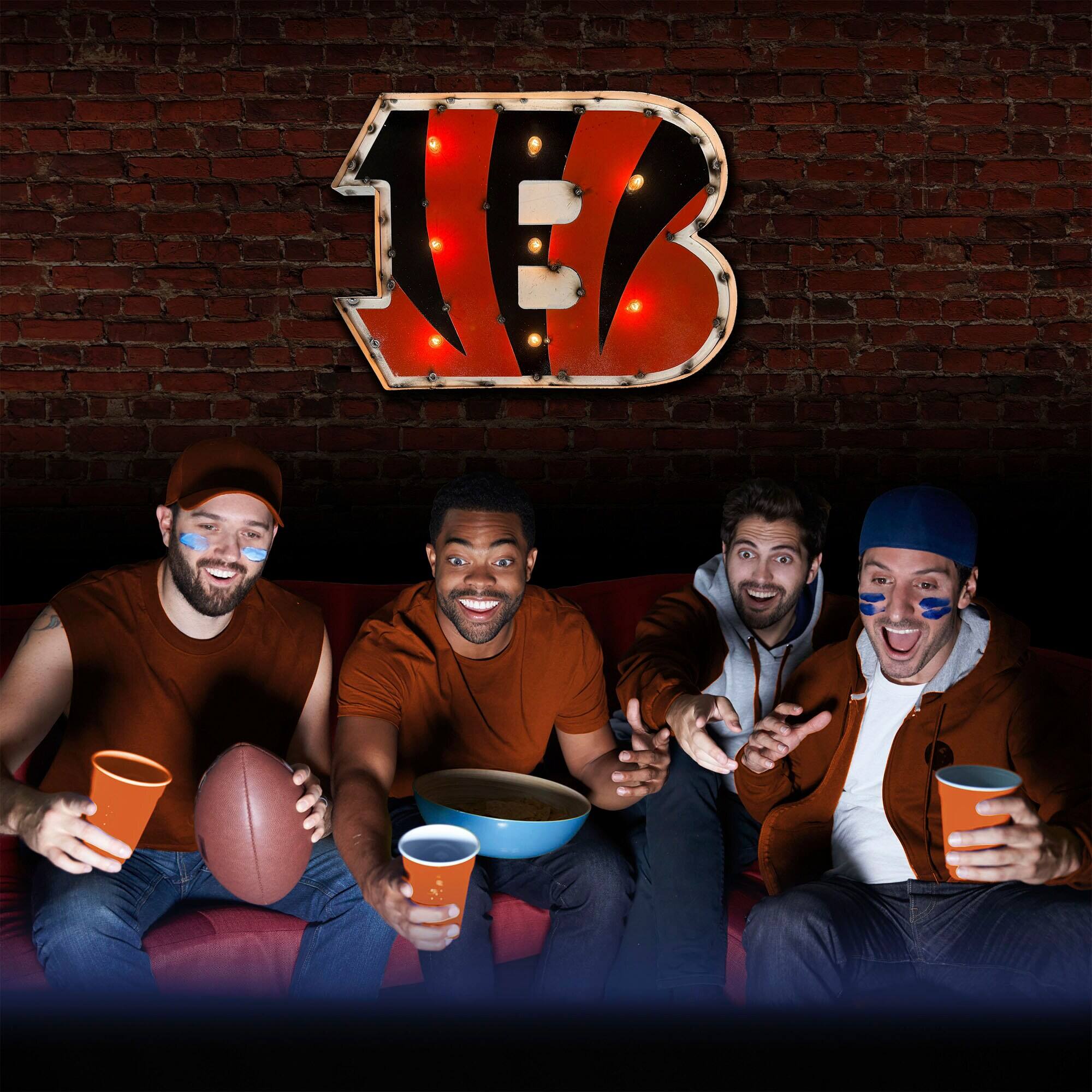 Alt View 1. Imperial - Cincinnati Bengals Logo Lighted Recycled Metal Sign - Orange.