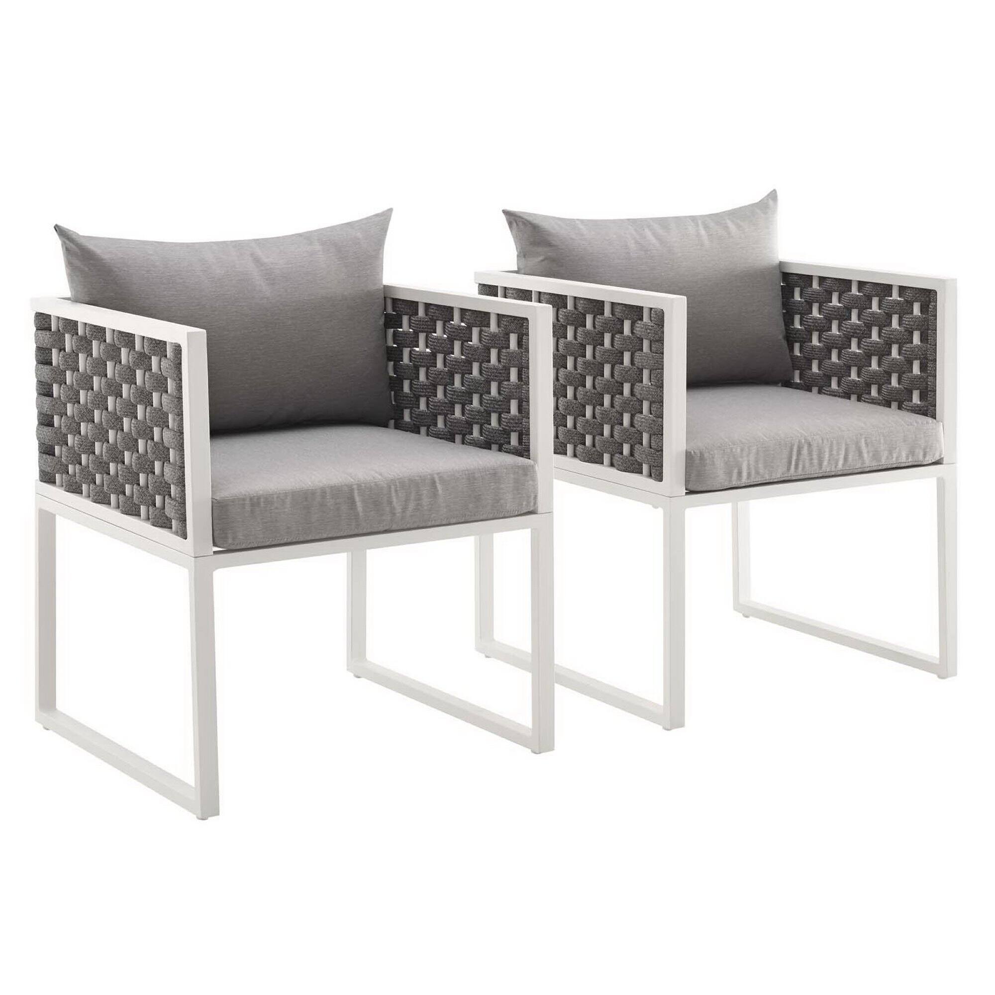 Angle. Modway - Stance Outdoor Patio Aluminum Dining Armchair Set of 2 by Modway - White Gray.