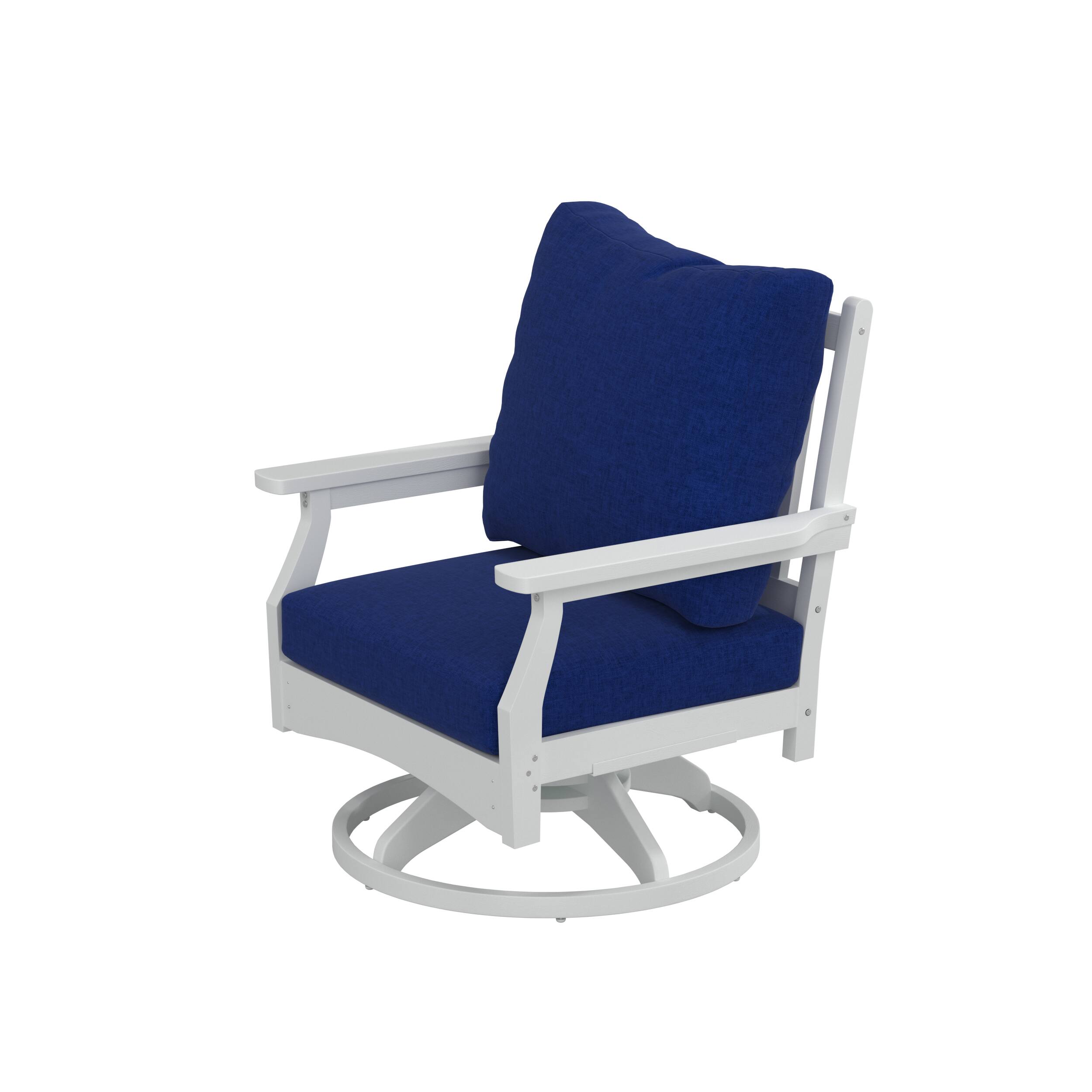Alt View 1. LuXeo - Aspen Rock/Swivel Deep Seating Chairs-White/Navy Cushion (Set of 2) - White/Navy Cushion.