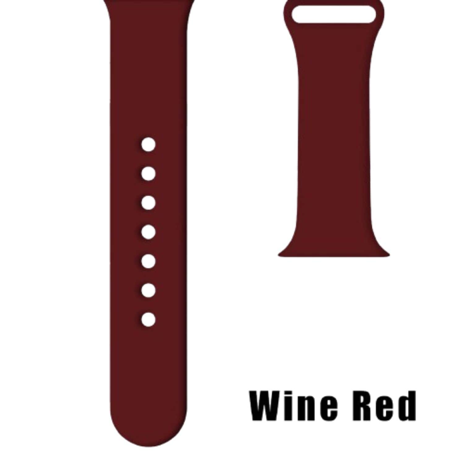 Home Collection - 42mm/44mm M/L Silicone Sport Band Strap for Apple Watch Series – Soft Replacement Wristband - Wine Red