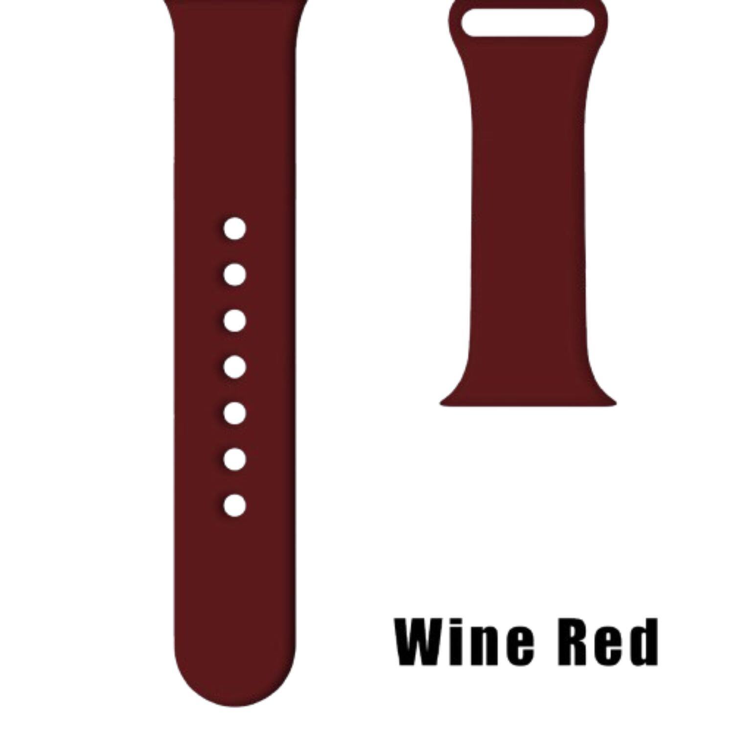 Home Collection - 42mm/44mm M/L Silicone Sport Band Strap for Apple Watch Series – Soft Replacement Wristband - Wine Red