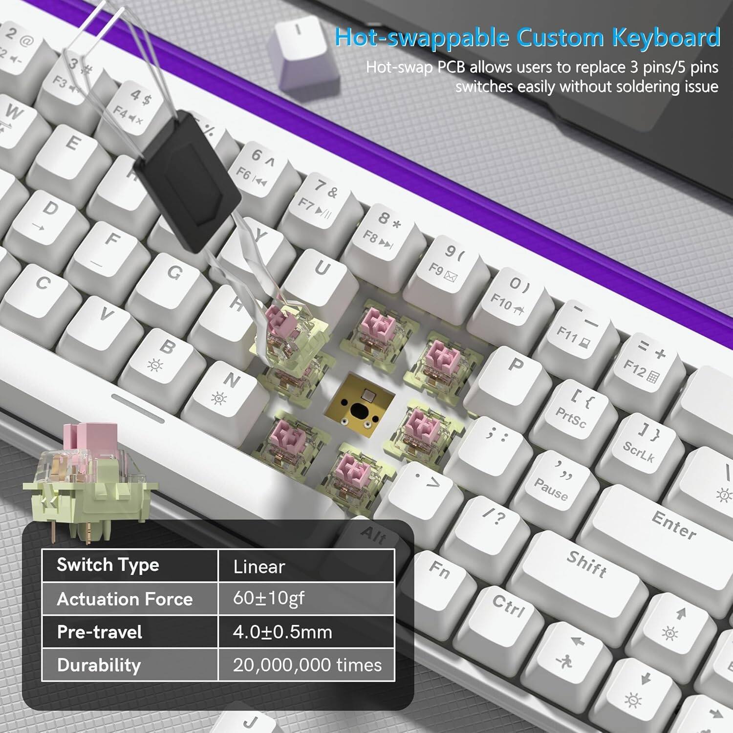 Womier WK68 Pro 65% Wired Gaming Keyboard with Light Box