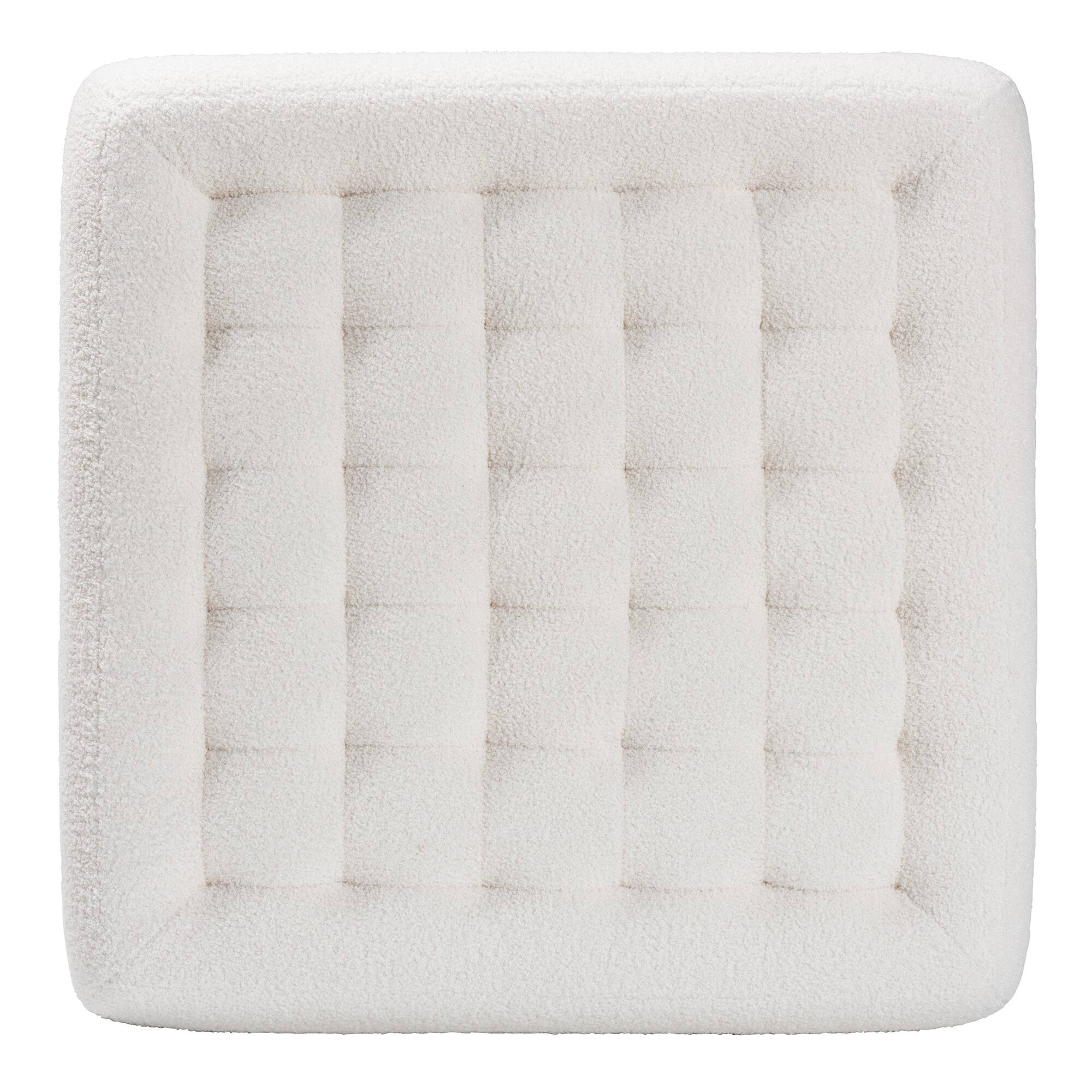 Left. Baxton Studio - Athena Modern and Contemporary Boucle Upholstered and Finished Wood Square Ottoman - Ivory.