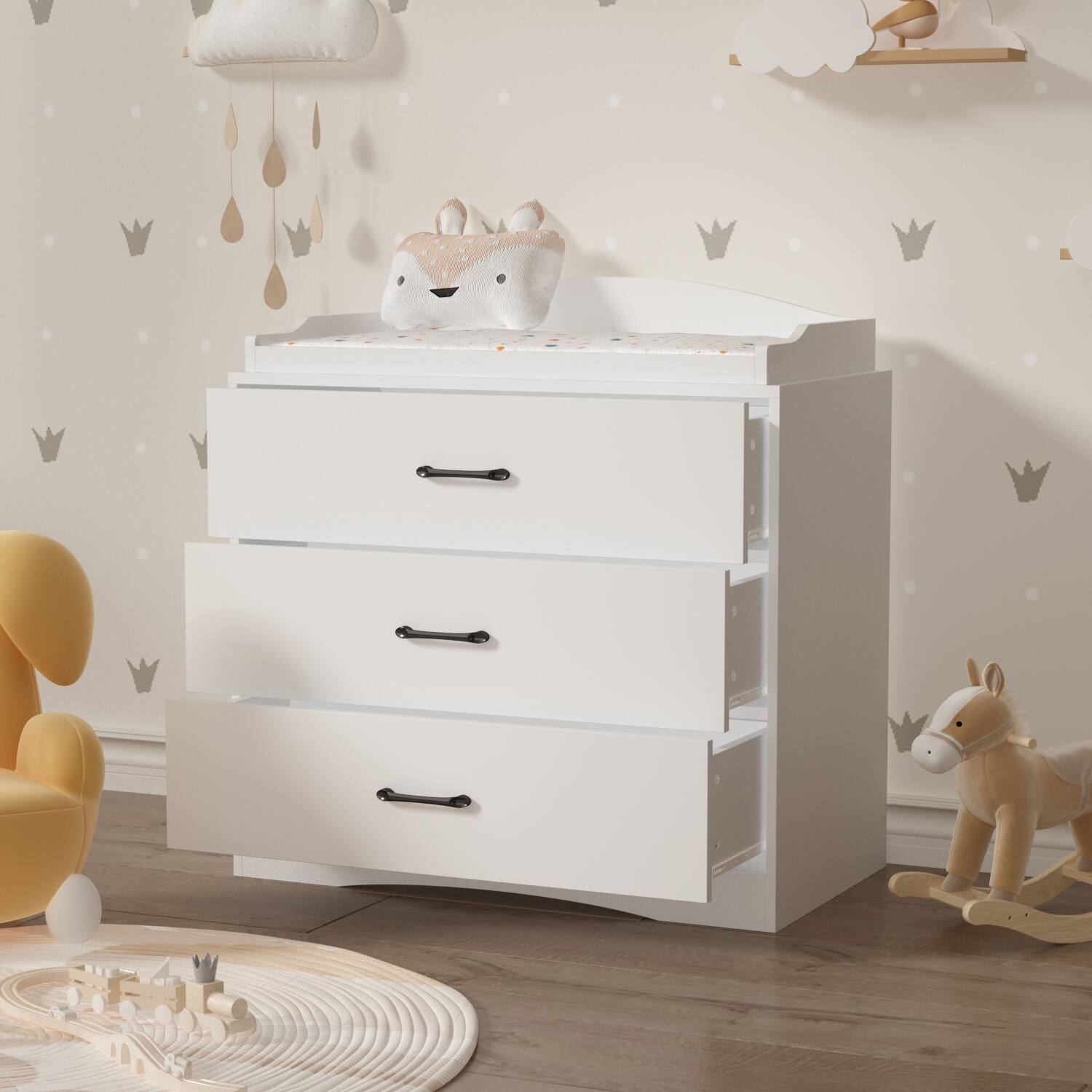 Alt View 4. FUFU & GAGA - FUFU&GAGA Compact 3 - Drawer Vertical Dresser for Small Spaces – White, Cozy Home Style - White.
