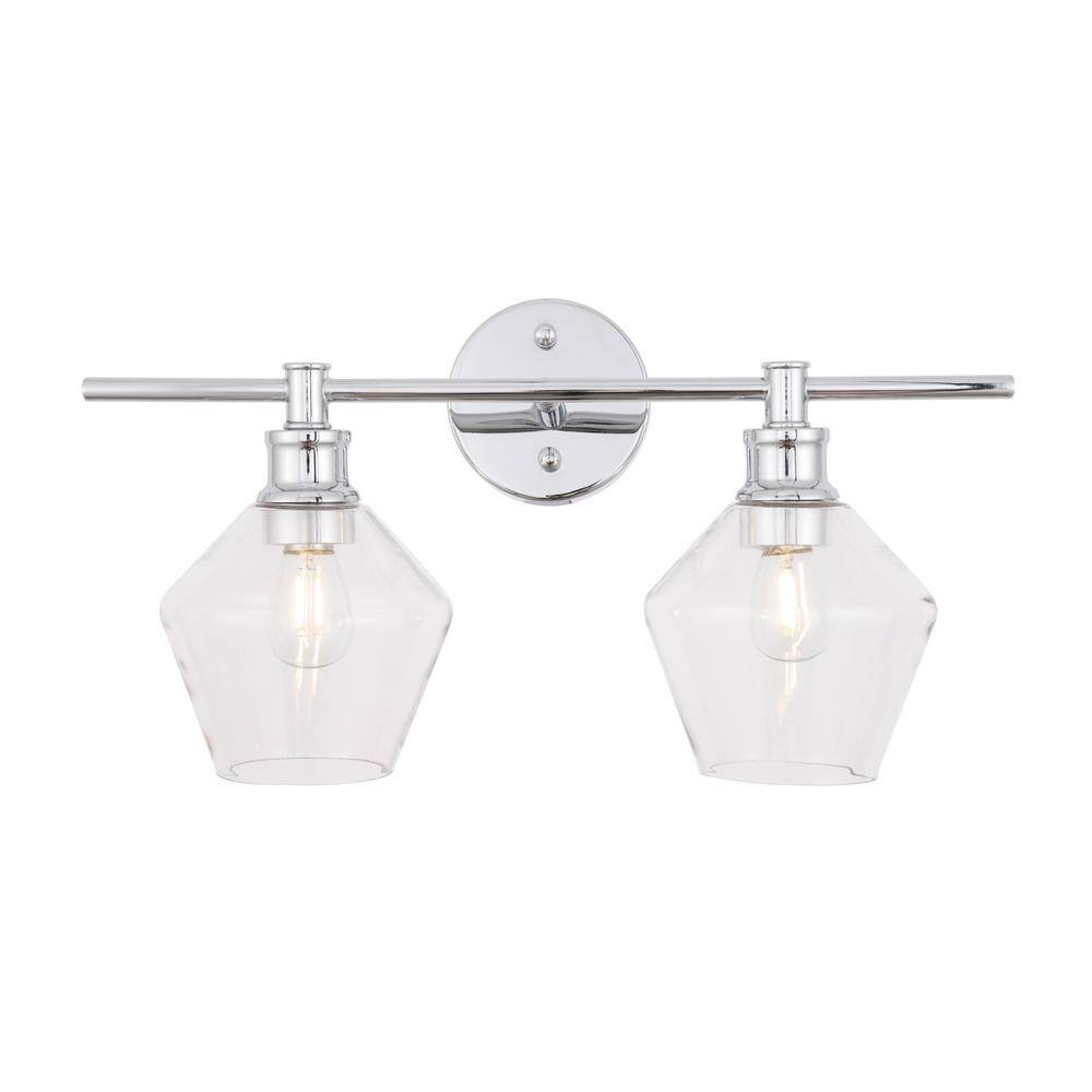 Alt View 2. Living District - Gene 2 light Chrome and Clear glass Wall sconce - Chrome And Clear Glass.