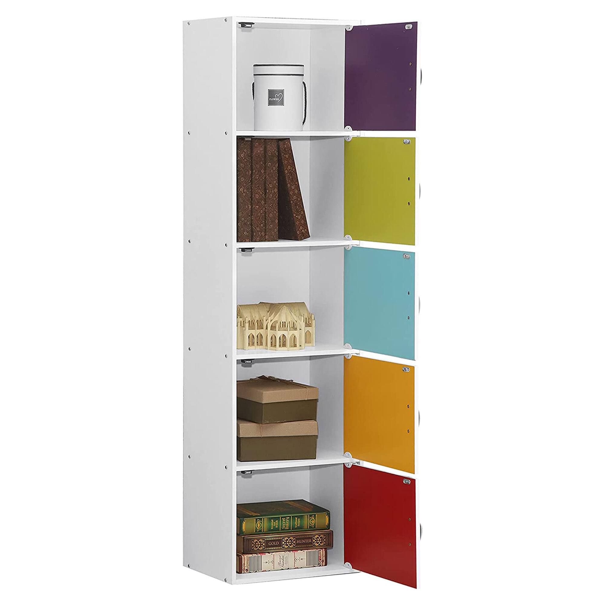 Alt View 2. Hodedah - Hodedah 5 Shelf Home and Office Enclosed Organization Storage Cabinet, Rainbow - Rainbow.