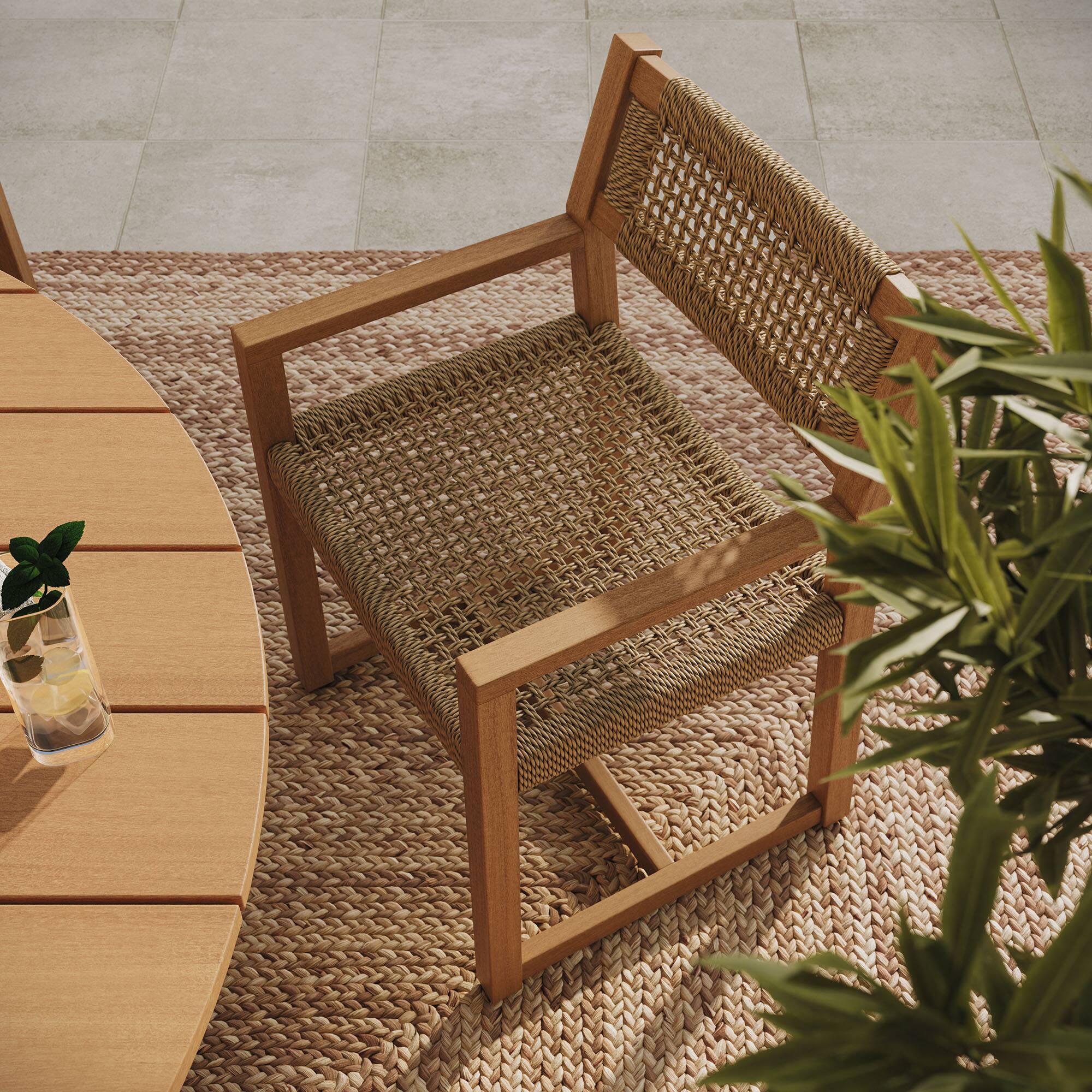 Alt View 1. Modway - Reed Outdoor Teak Wood Rattan Dining Chair by Modway - Natural.