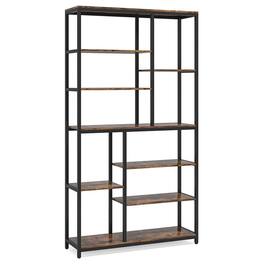 Kadyn - Bookshelf, Storage Shelf, Bookcase,79" Tall Bookshelf, 8-Tier Staggered Etagere Bookcase Shelving Unit - Brown