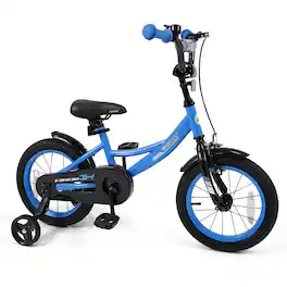 Costway - 14" Kids Bike with Removable Training Wheels Adjustable Seat & Handlebar Handbrake - Navy