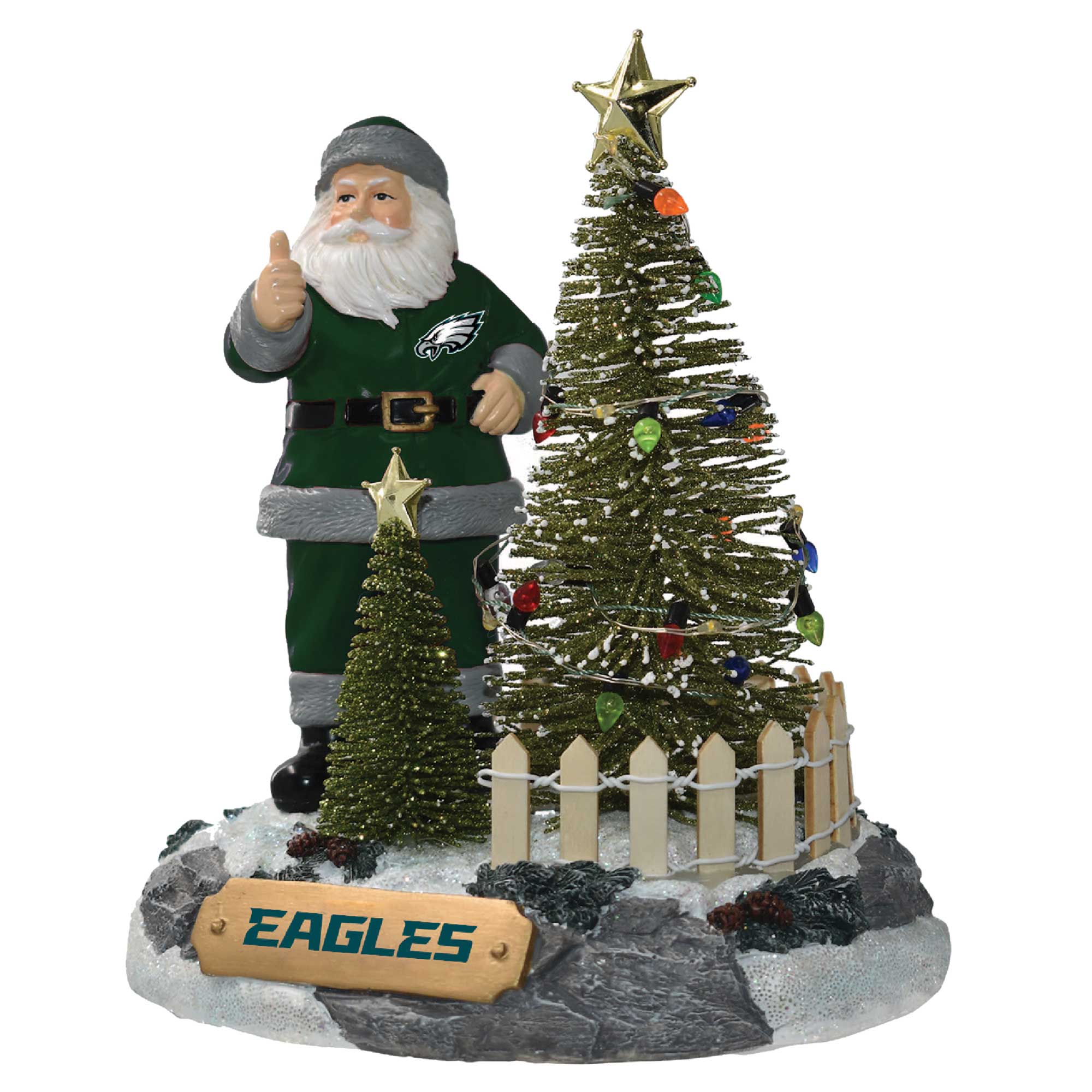 The Memory Company - Philadelphia Eagles Santa Figurine with LED Tree - Multicolor