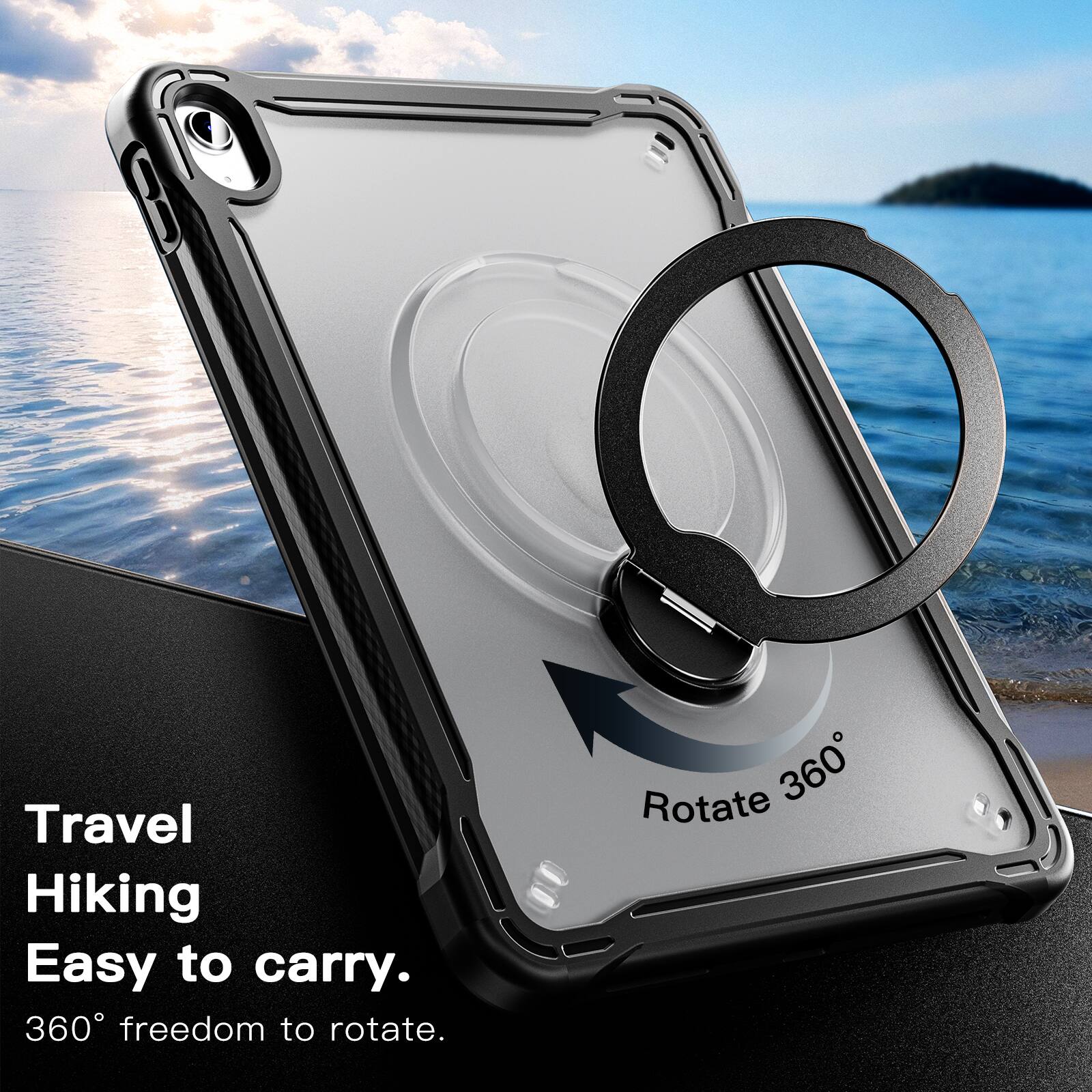 Travel Hiking Easy to carry.  
360° freedom to rotate.  
Rotate 360°