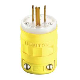 Leviton - Industrial Thermoplastic Ground/Straight Blade Plug 5-15P 2 Pole 3 Wire - Yellow