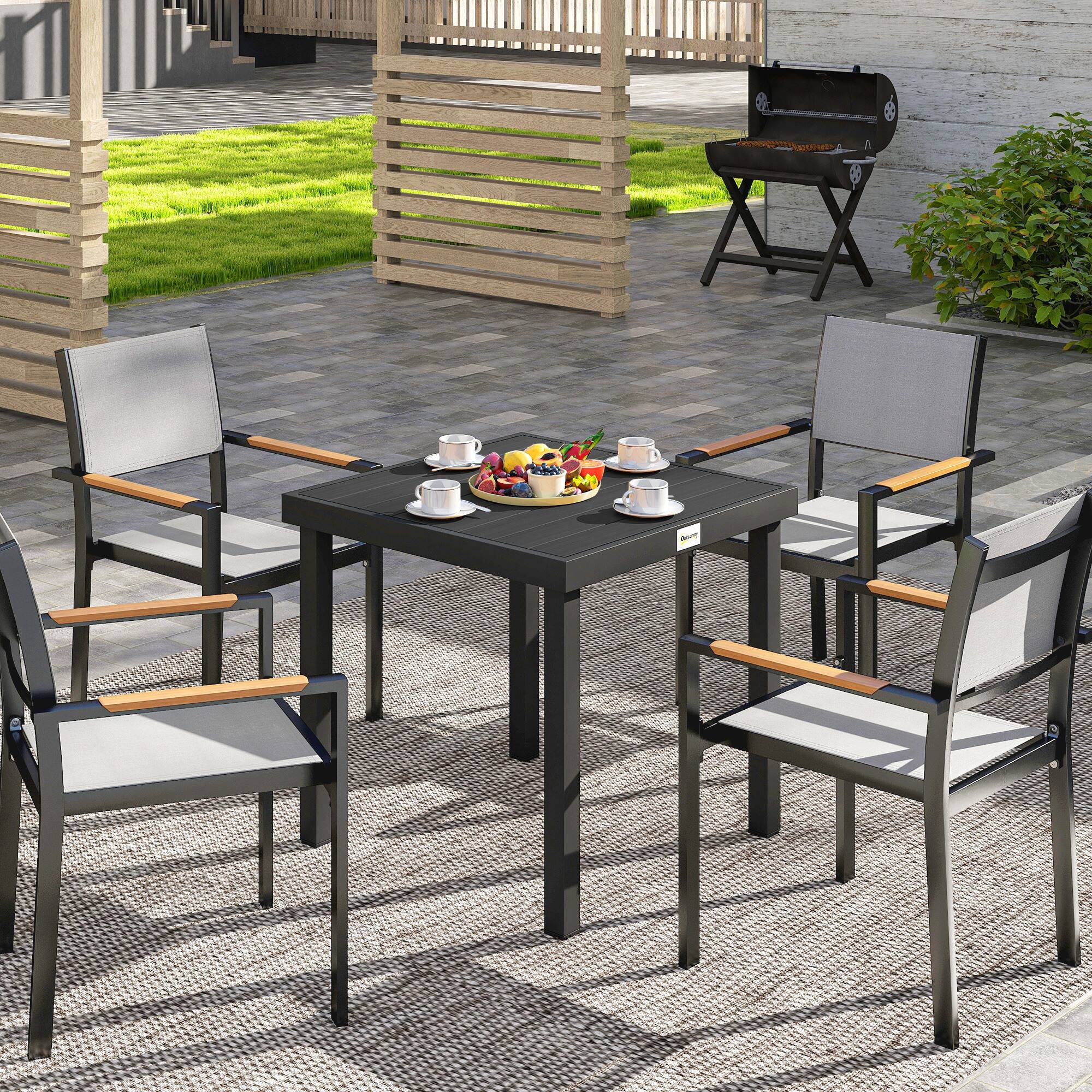 Alt View 1. Outsunny - Patio Dining Table for 4 - Black.