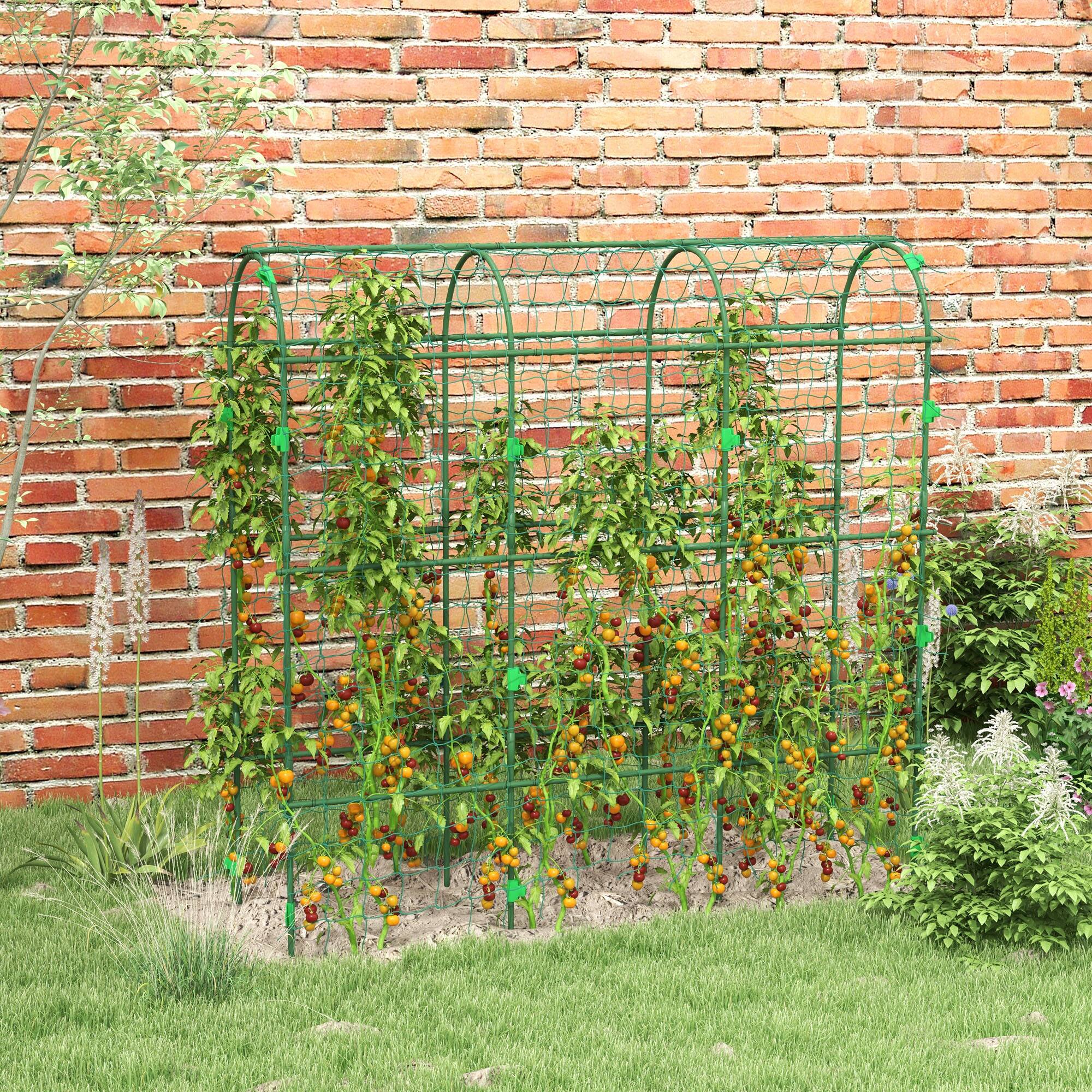 Alt View 1. Outsunny - Garden Trellis, Arch Trellis for Climbing Plants Outdoor, A-Frame, with Climbing Net - Green.