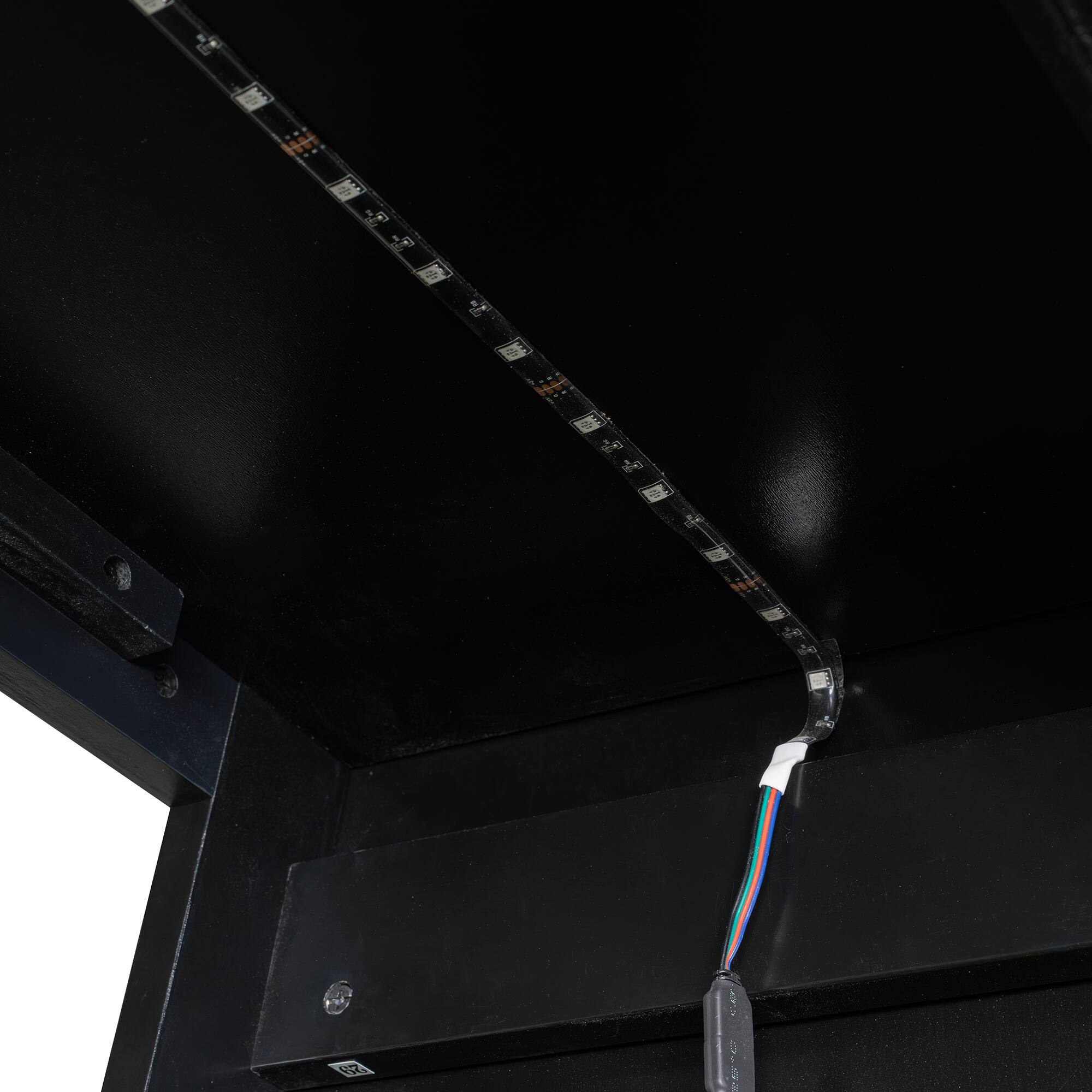 Back. Aukfa - Full Size Wood Loft Bed with Height-adjustable Desk,Drawers,Storage Compartments,Hanging Rod and RGB Lights - Green.