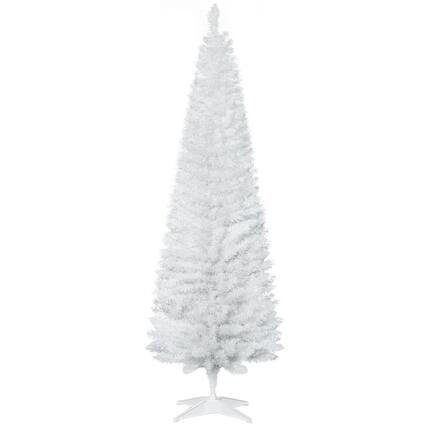 Front. BreeBe - 6 ft Artificial Pencil Christmas Tree - White.