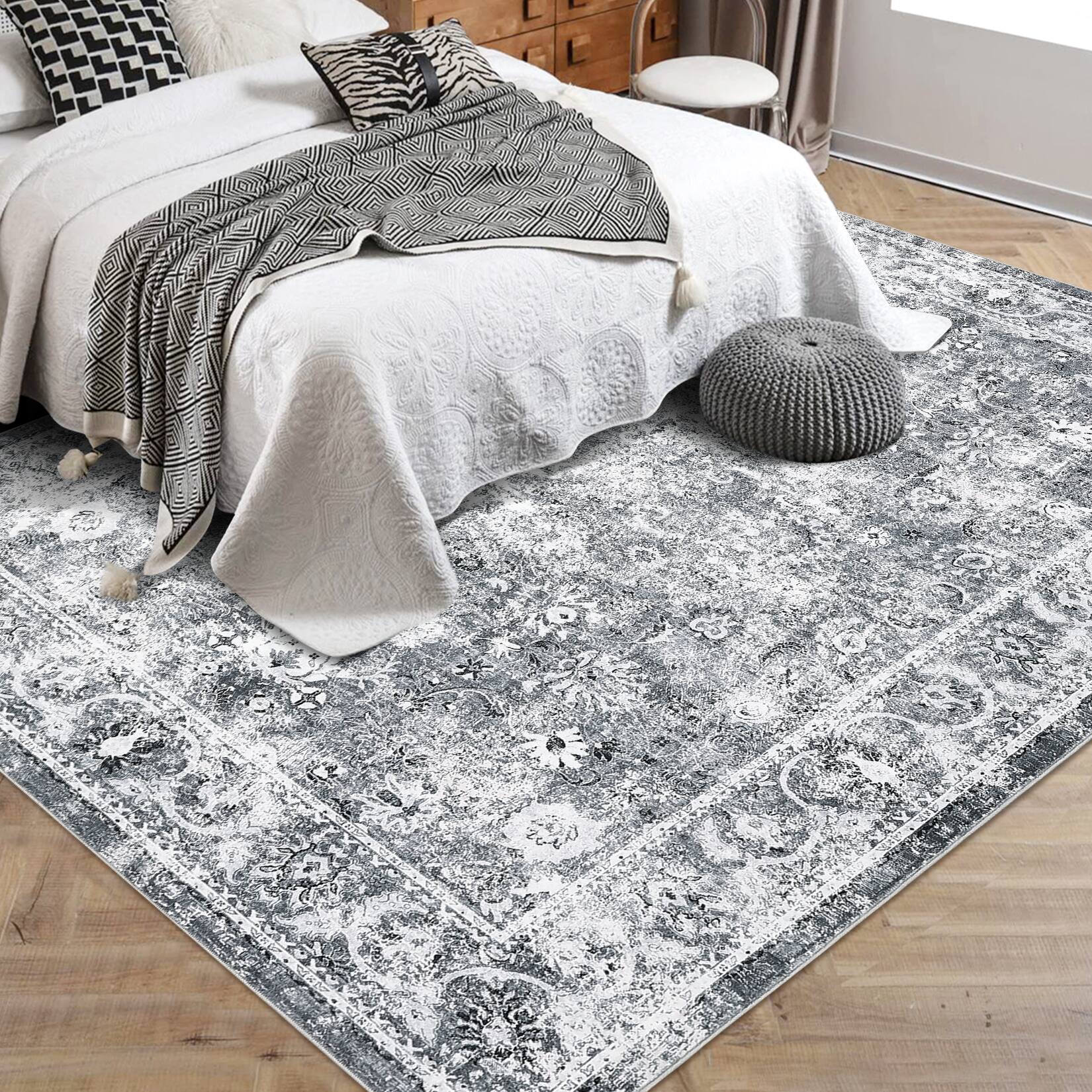 Acekool Vintage Rugs, Indoor Vintage Living Room Carpet Gray 0 - Best Buy