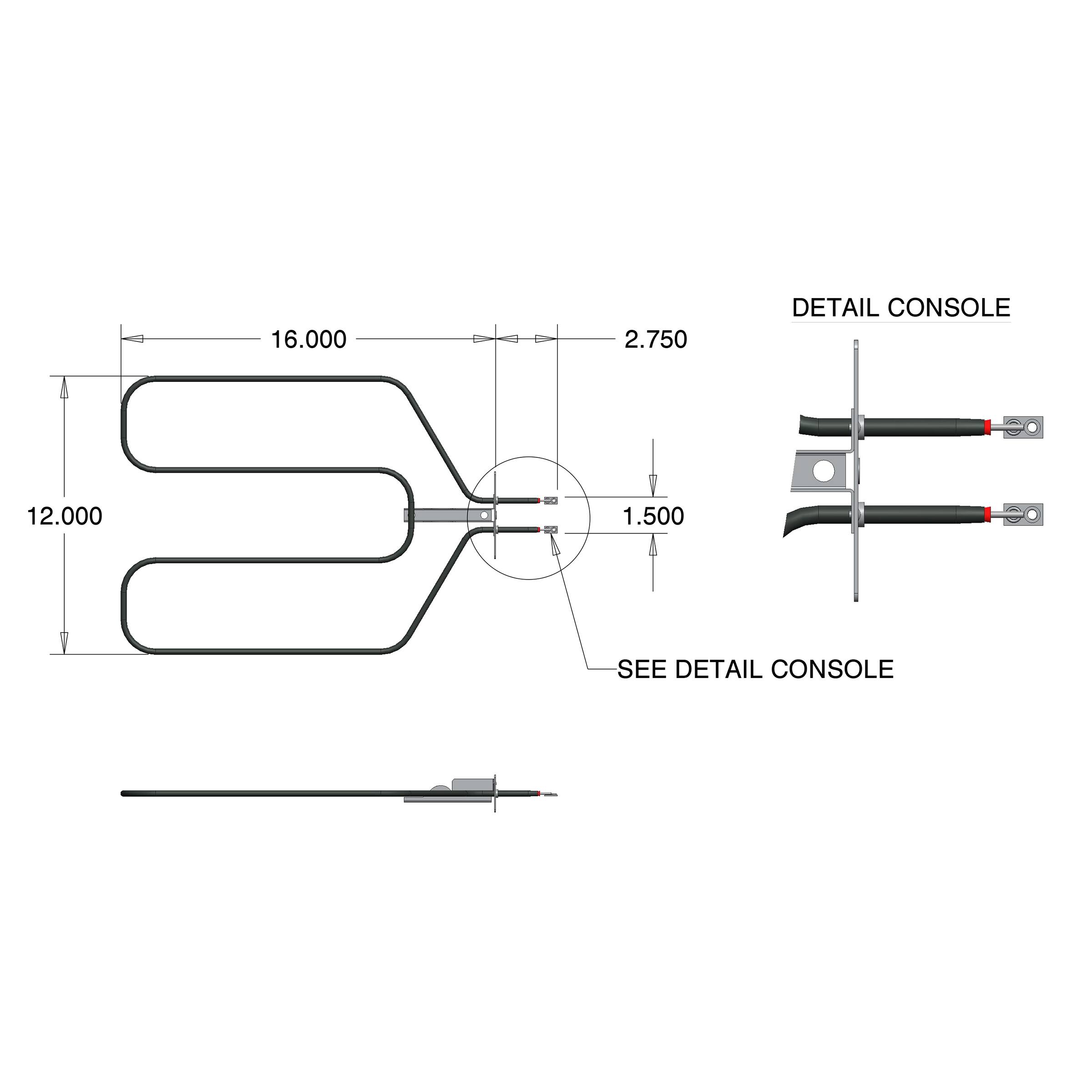 16.000, 2.750, DETAIL CONSOLE, 12.000, 1.500, SEE DETAIL CONSOLE