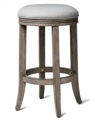 Front. Maven Lane - 26" Eva Counter Stool in Reclaimed Oak Finish with Fabric Upholstery - Reclaimed Oak.