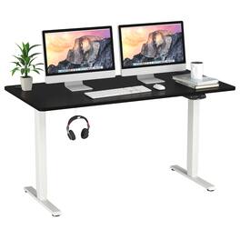 Costway - 55" x 28" Electric Adjustable Standing up Desk Dual Motor w/ Controller - White,Black