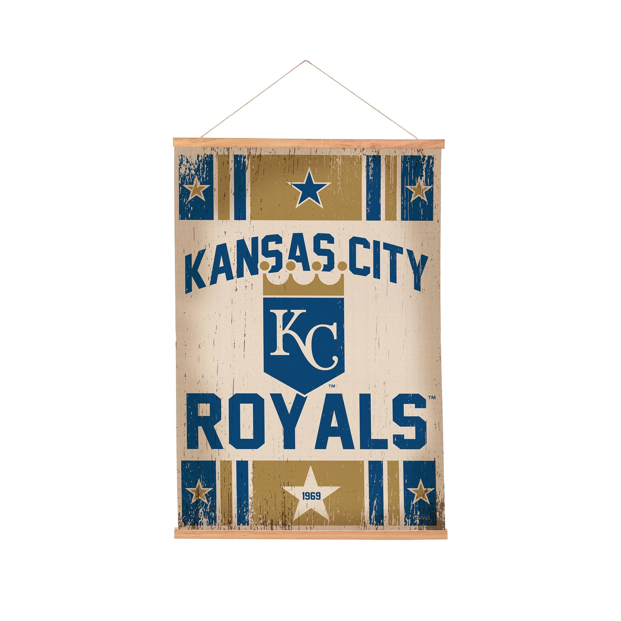 Kansas City Royals 24" x 36" Antique Style Canvas Wall Art Tapestry with Wood Frame