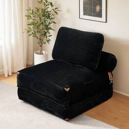 Ovios - Folding Sofa Bed, Convertible Sleeper Chair with Pillow Foldable Mattress with Back Support - Black