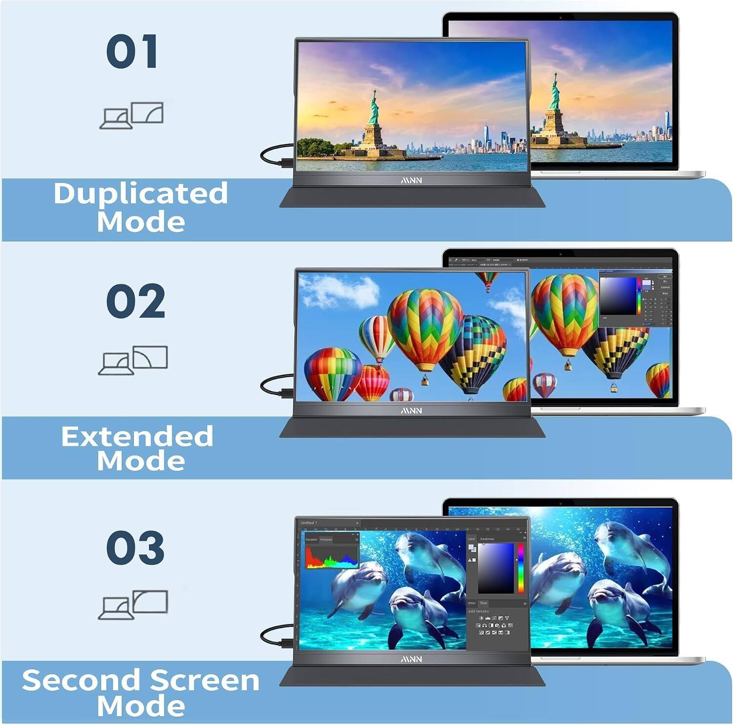 01
Duplicated Mode
VIVIA

02
Extended Mode
VIKIA

03
Second Screen Mode
VIVIA