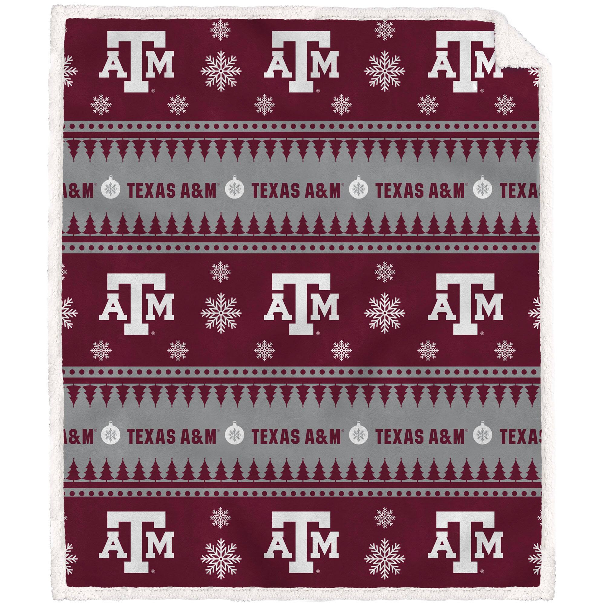 Pegasus - Texas A&M Aggies 60'' x 70'' Holiday Gift Wrap Sherpa Flannel Fleece Blanket - Multicolor