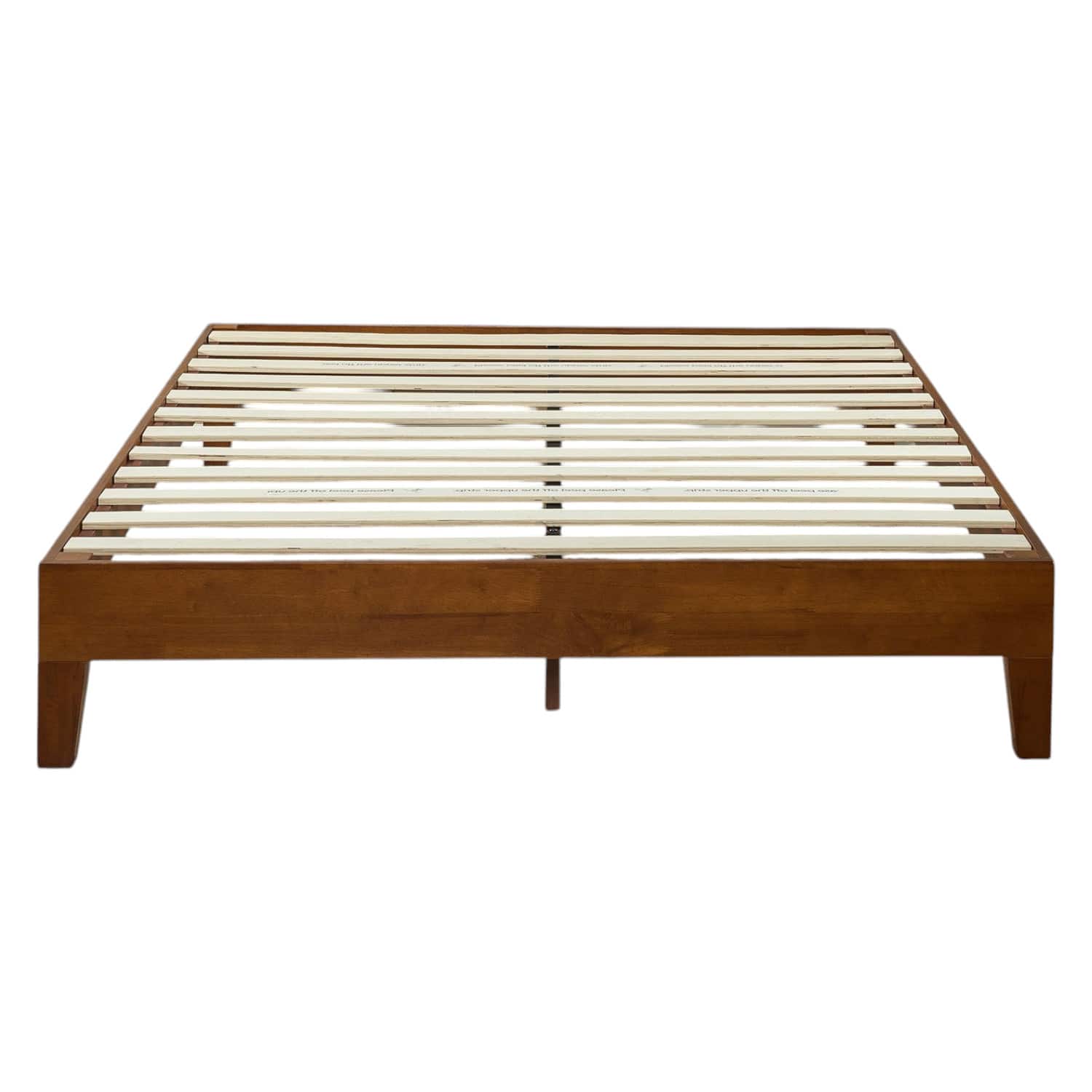 SlickBlue - Low Profile Solid Wood Queen Platform Bed Frame, Finish - Cherry