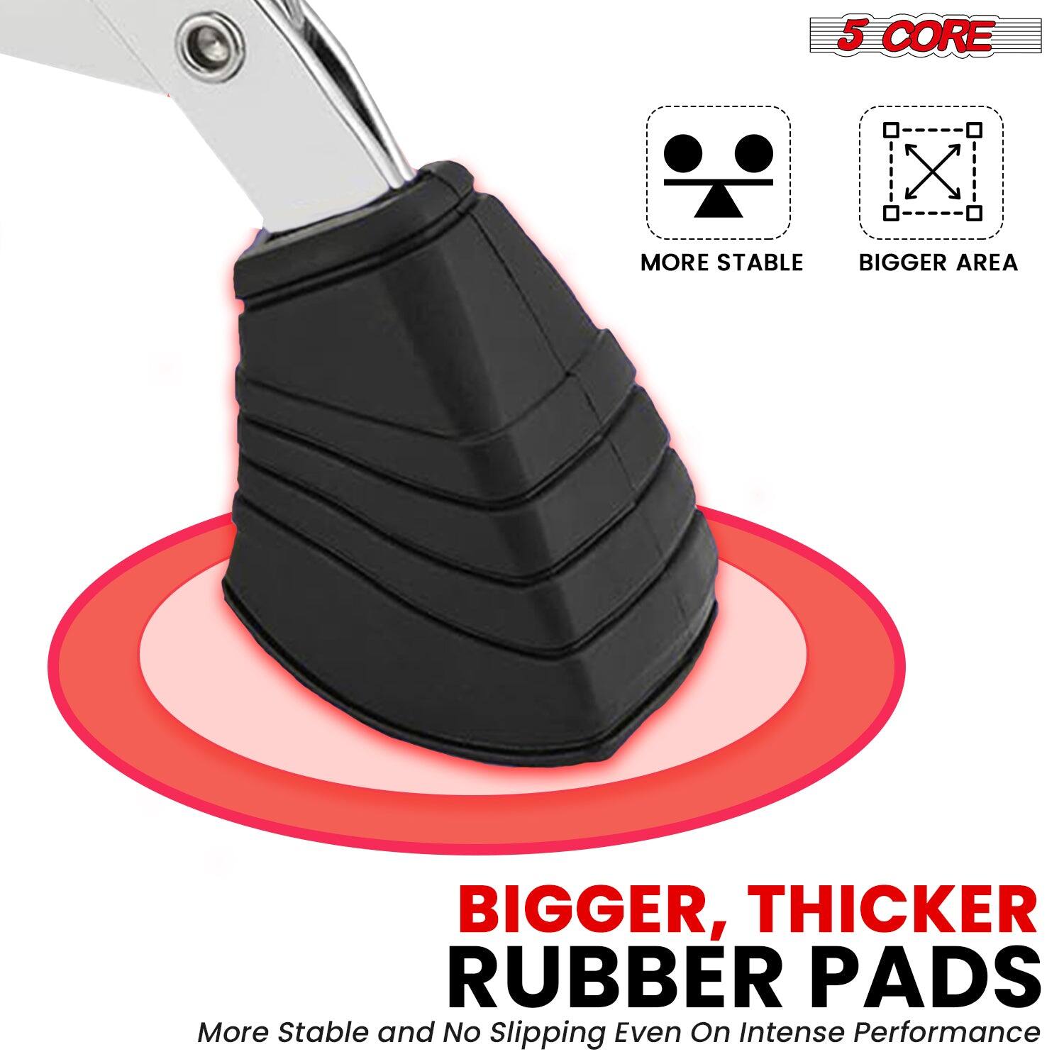 5 CORE

MORE STABLE  
BIGGER AREA

BIGGER, THICKER  
RUBBER PADS

More Stable and No Slipping Even On Intense Performance