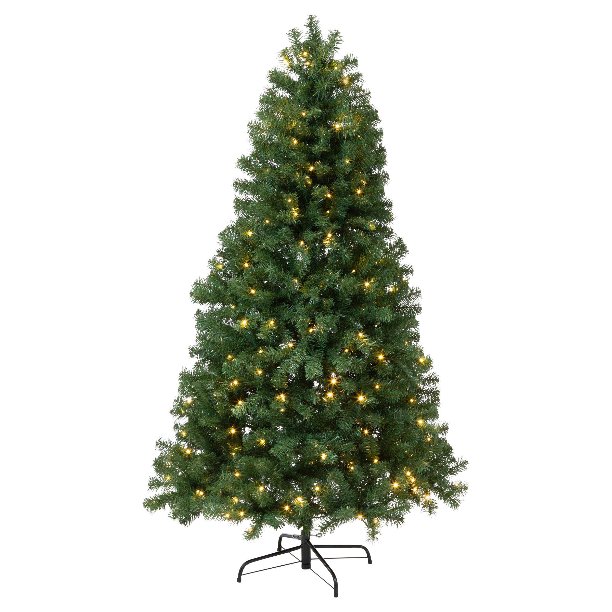 Angle. Elf Stor - 6ft Prelit Artificial Christmas Tree - Green.
