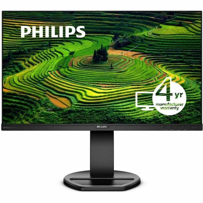 Philips - 241B8QJEB/17 - 24 inch Monitor, LED, FHD, DP, HDMI, USB-Hub, 4 Year Manufacturer Warranty, TAA Compliant - 24" - Black