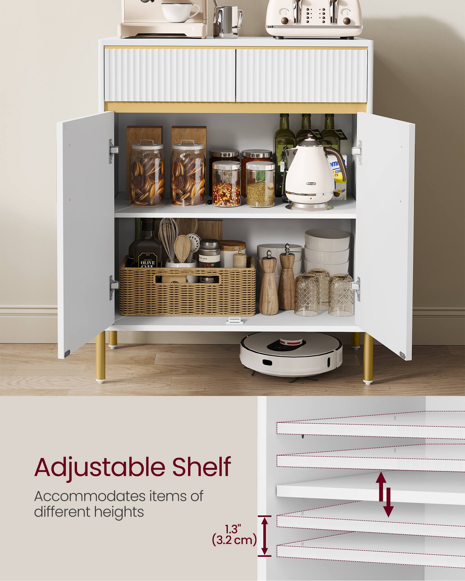 VTI Um m OLIVE ... Adjustable Shelf Accommodates items of different heights 1.3" (3.2 cm)